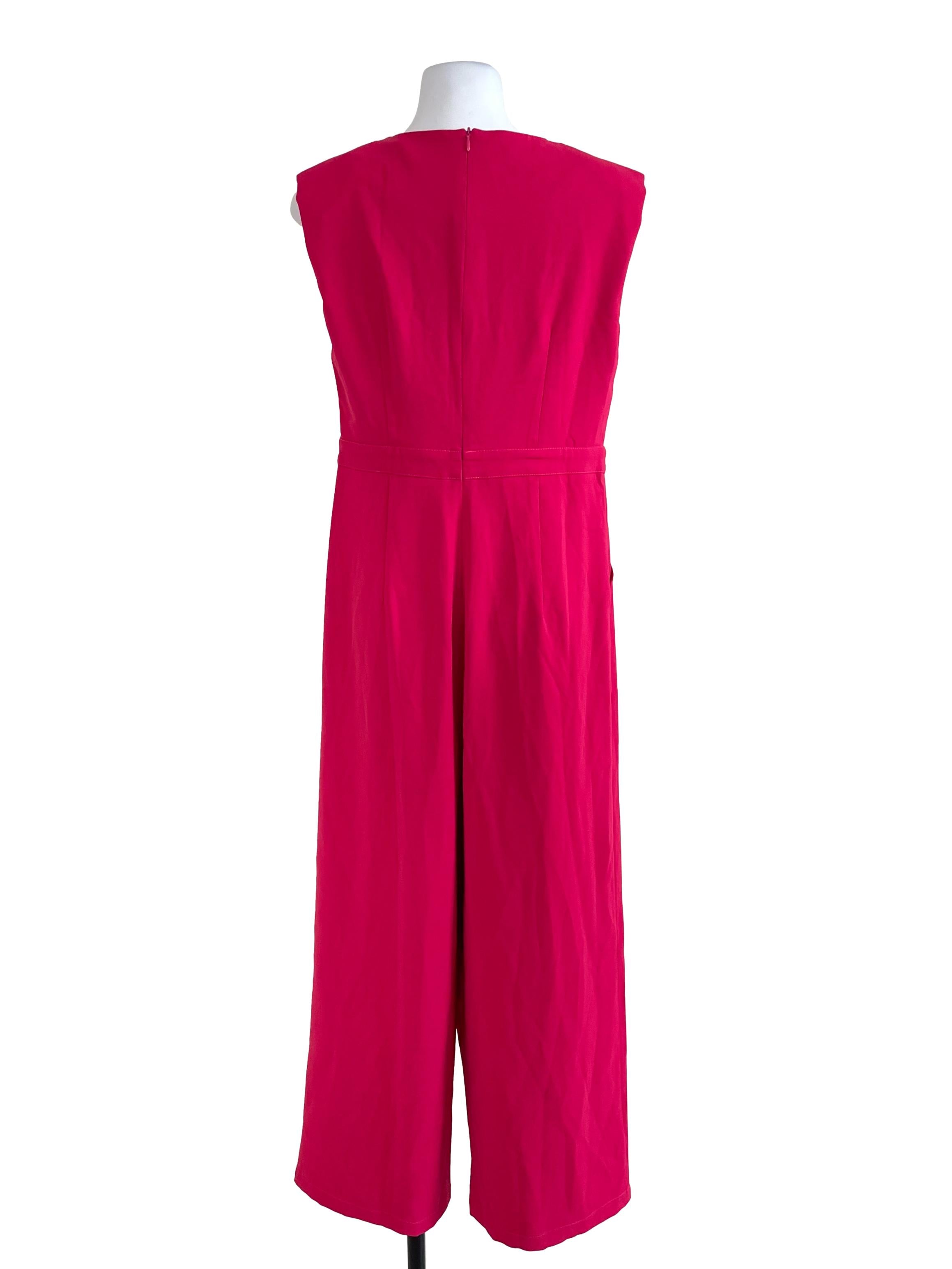 Hot Pink V Neck Jumpsuit