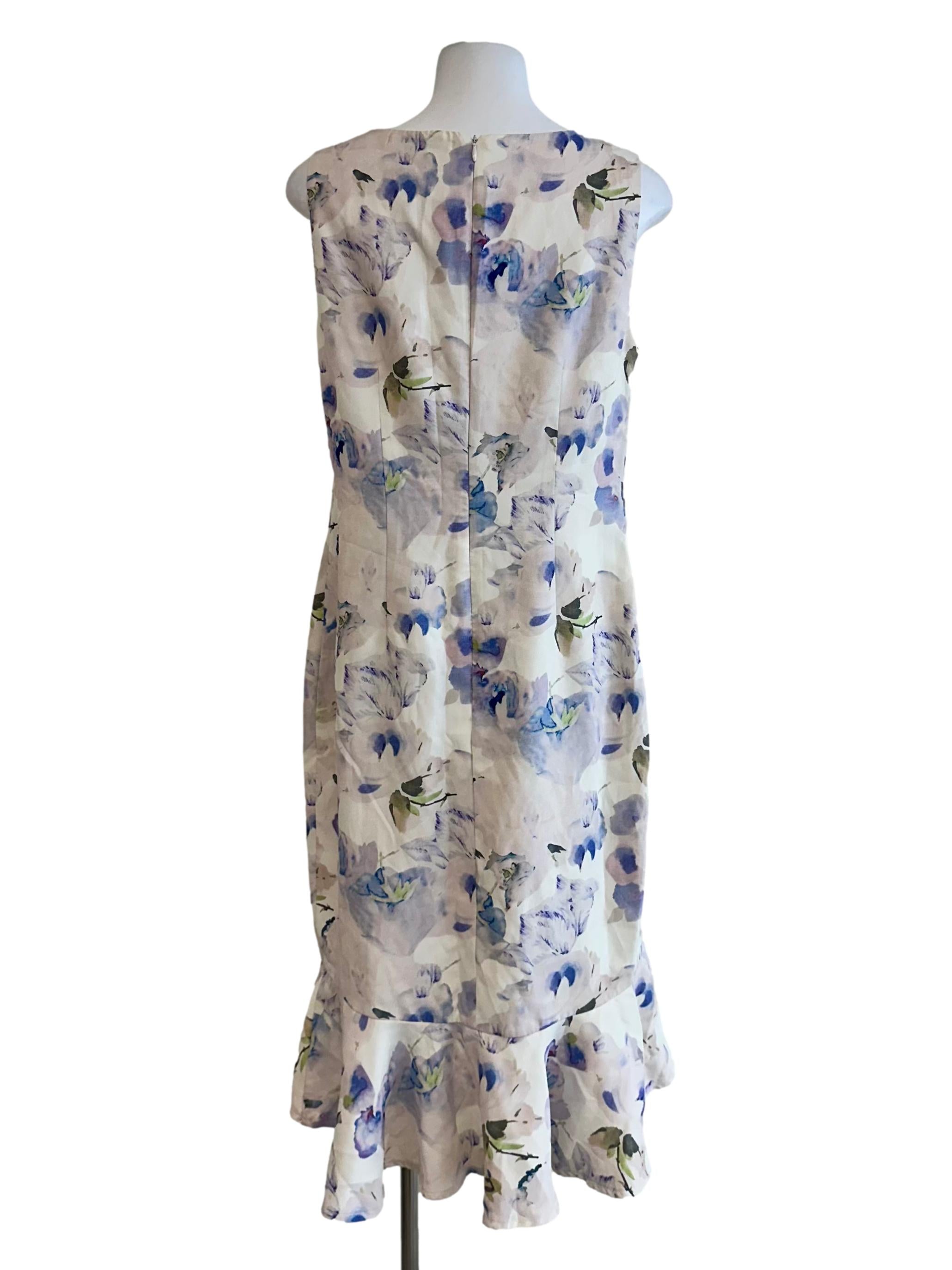 Off White Flower Printed Sheath Dress