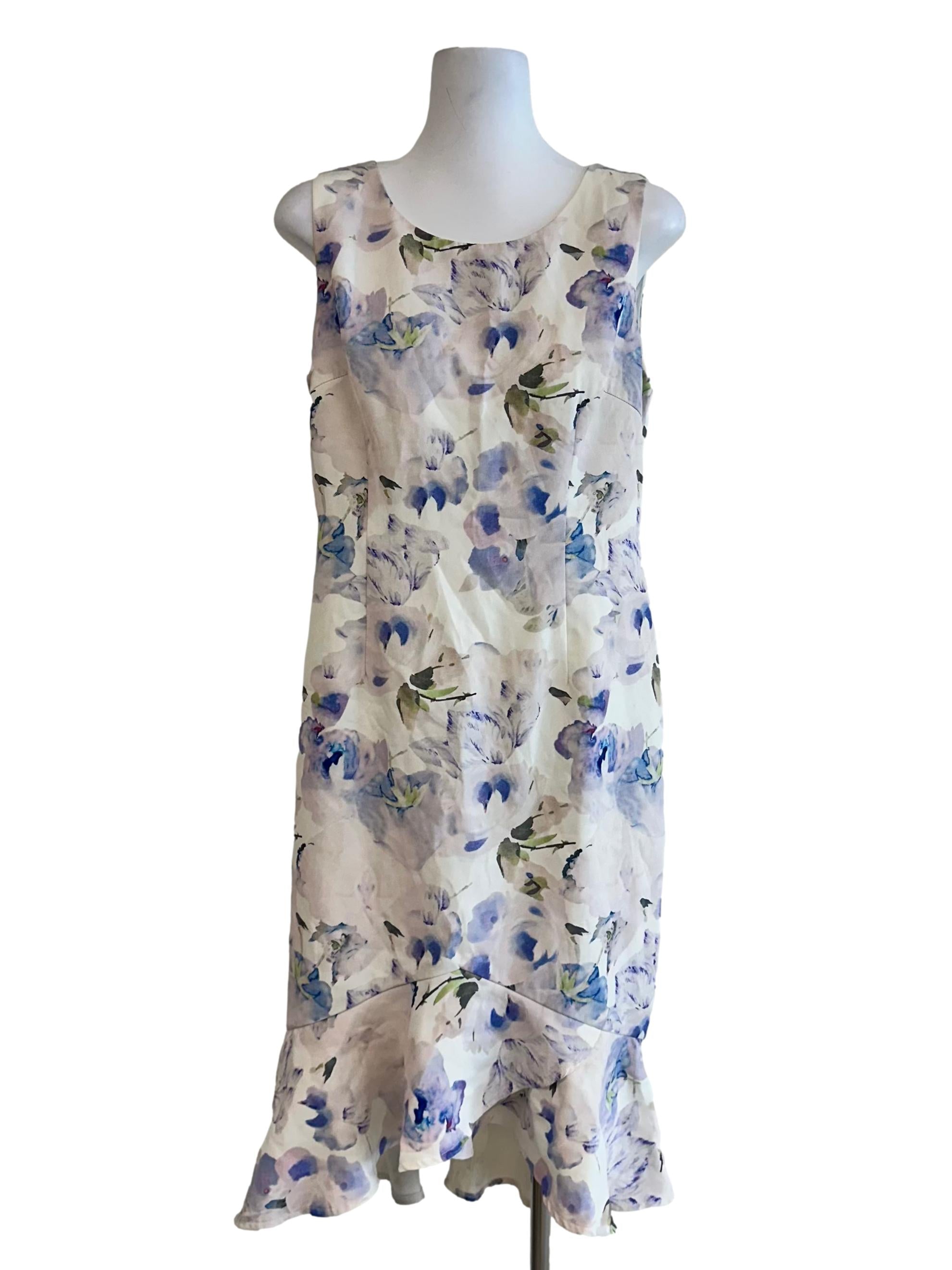 Off White Flower Printed Sheath Dress