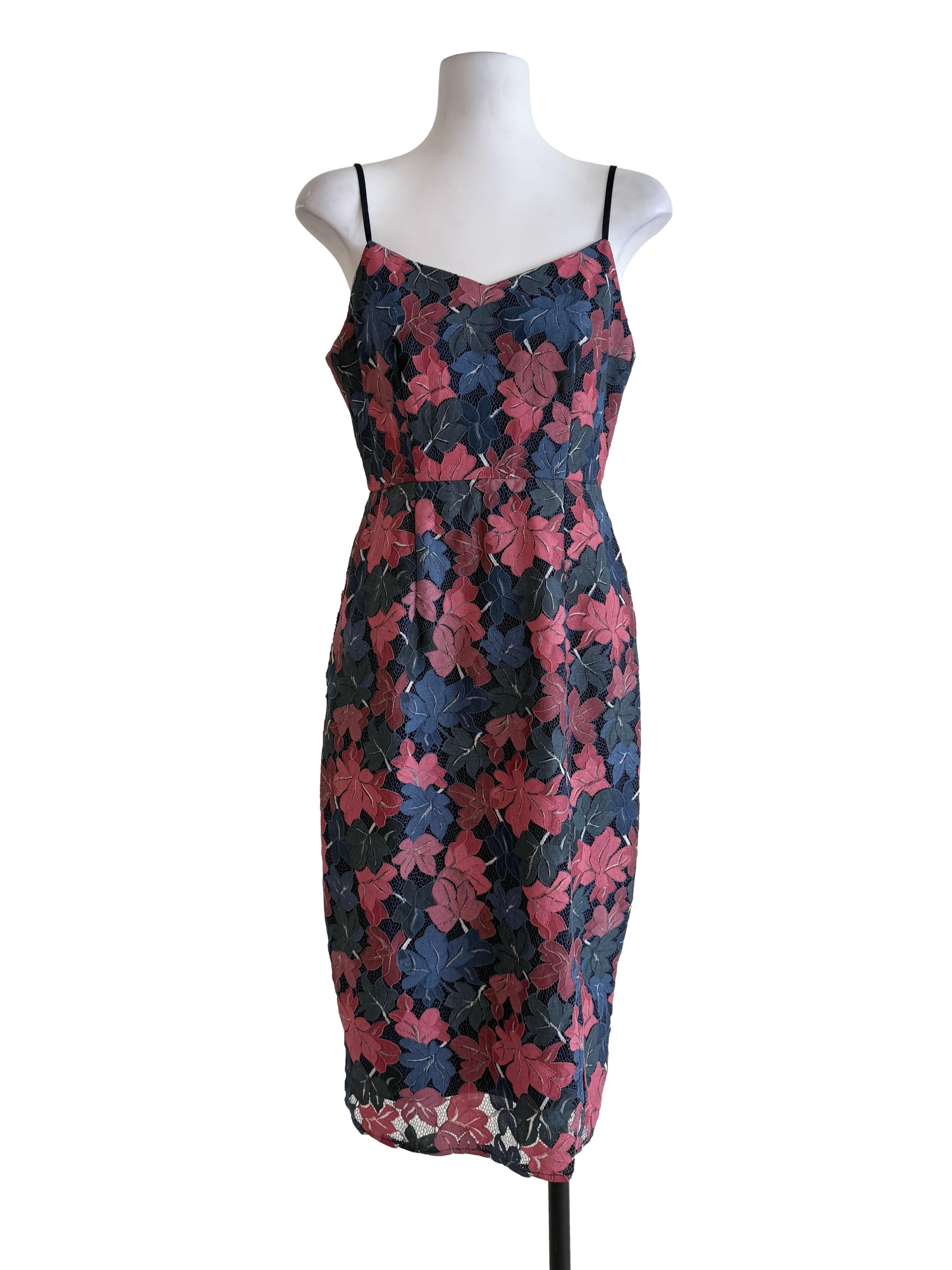 Multicolor Flower Lace Slip Dress