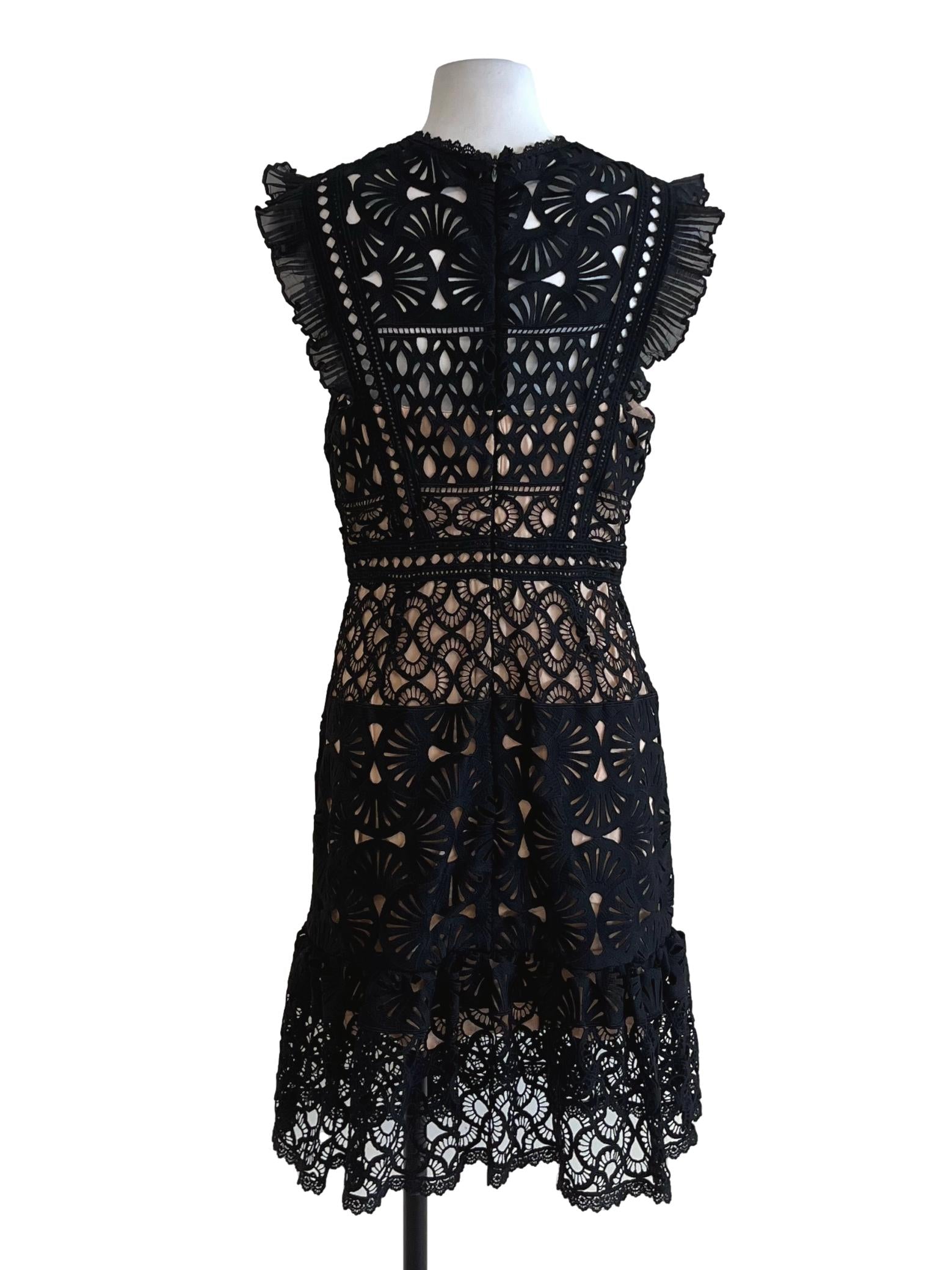Black Jewel Neckline A-Line Dress