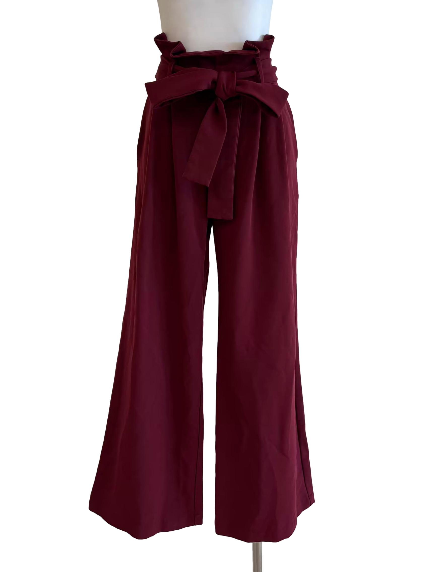 Maroon Wide Leg Casual Pants