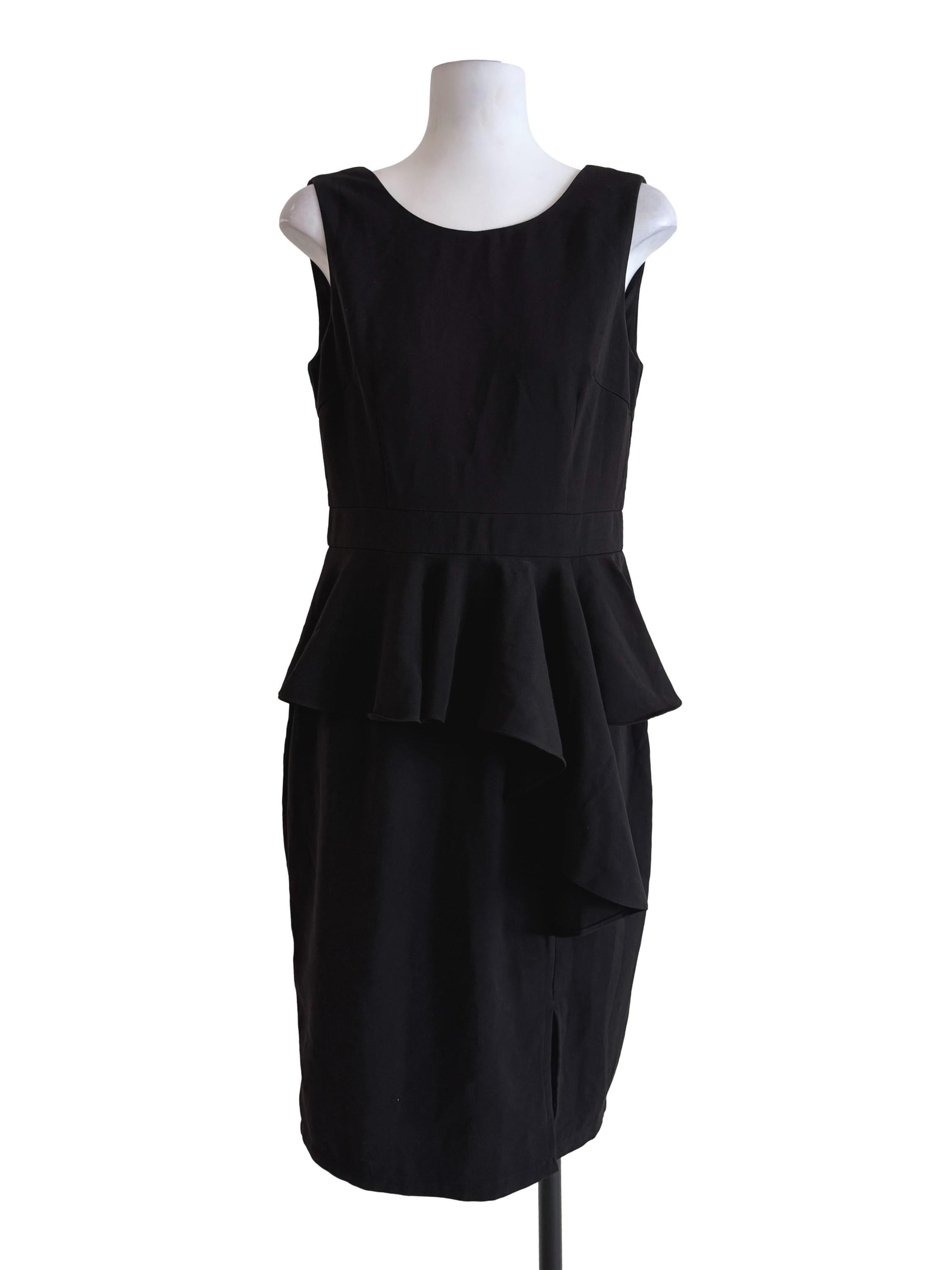 Black Round Neck Peplum Dress