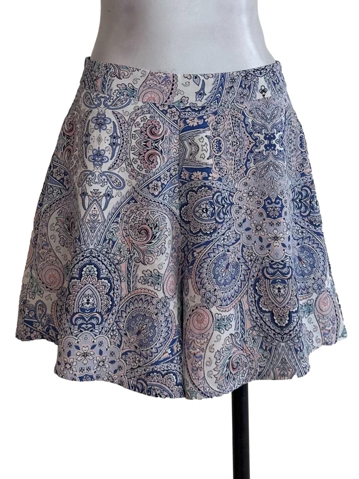 White Blue Abstract Pattern Shorts