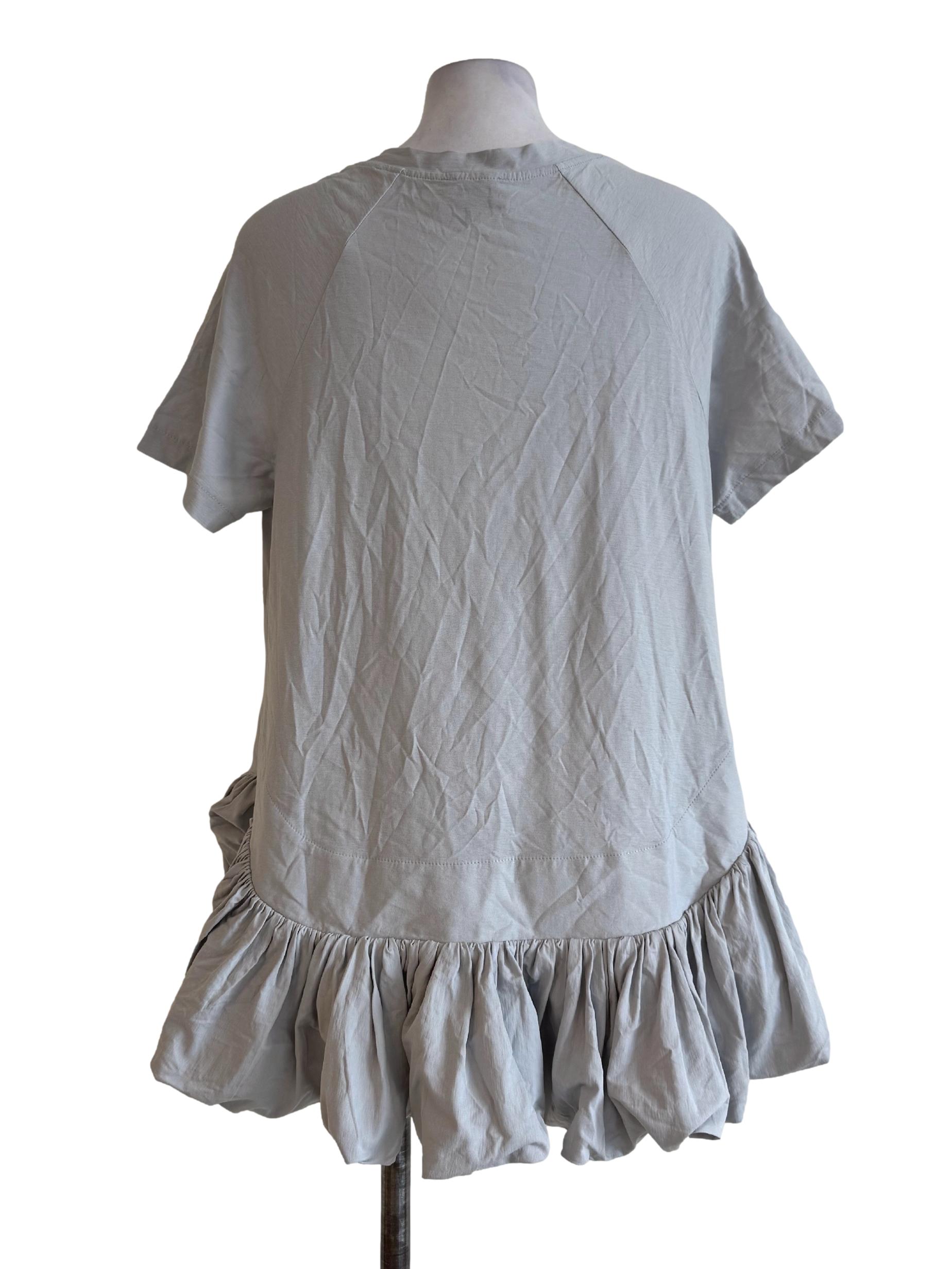 Gainsboro Grey Ruffle Bottom Short Sleeve Shirt