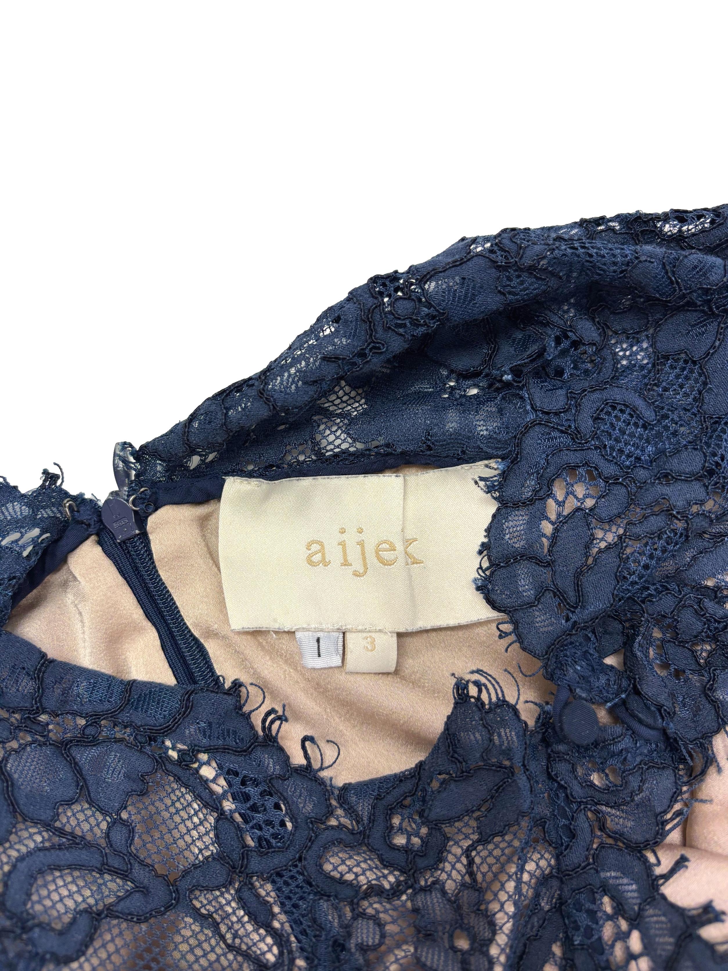 Midnight Blue Lined Lace Dress