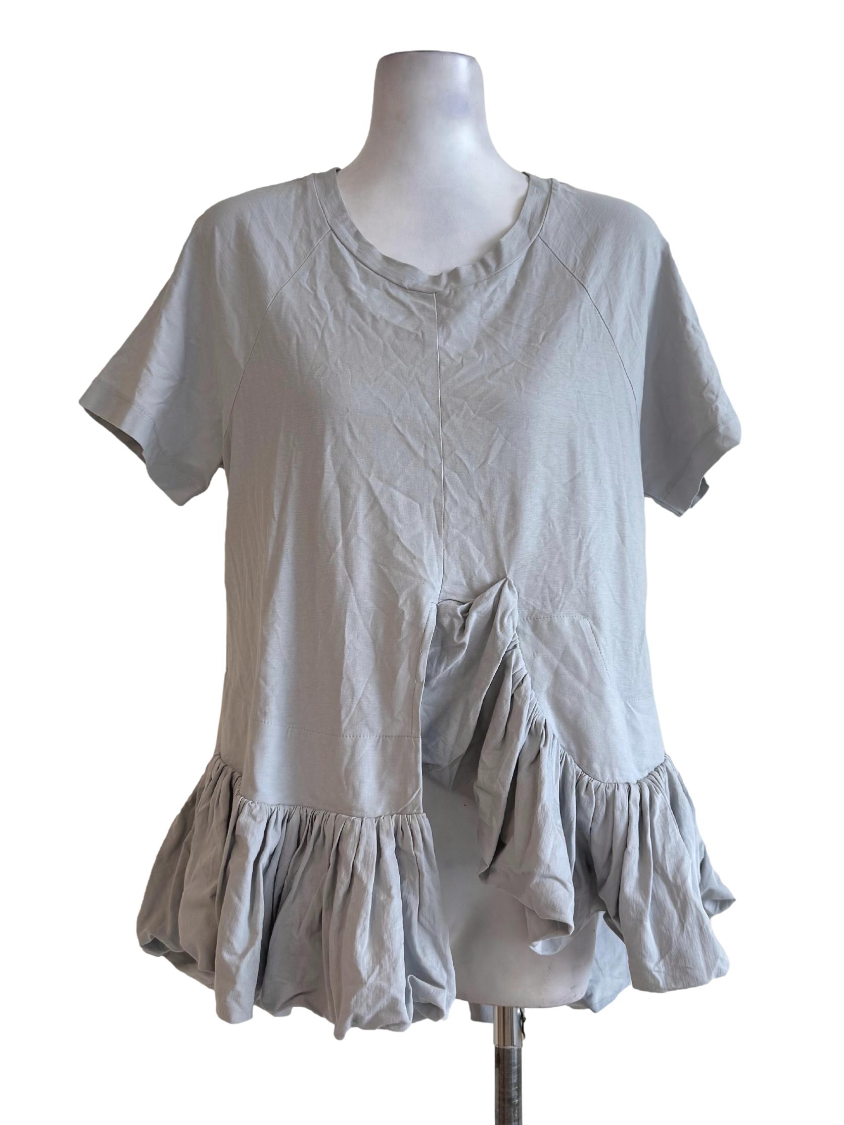 Gainsboro Grey Ruffle Bottom Short Sleeve Shirt