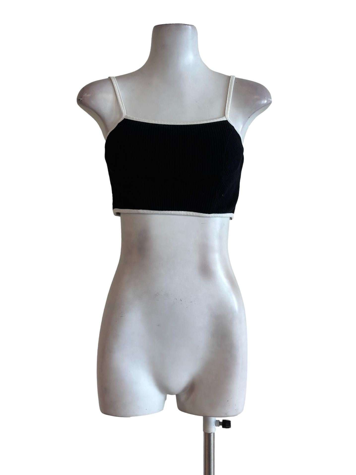 Black White Border Crop Camisole