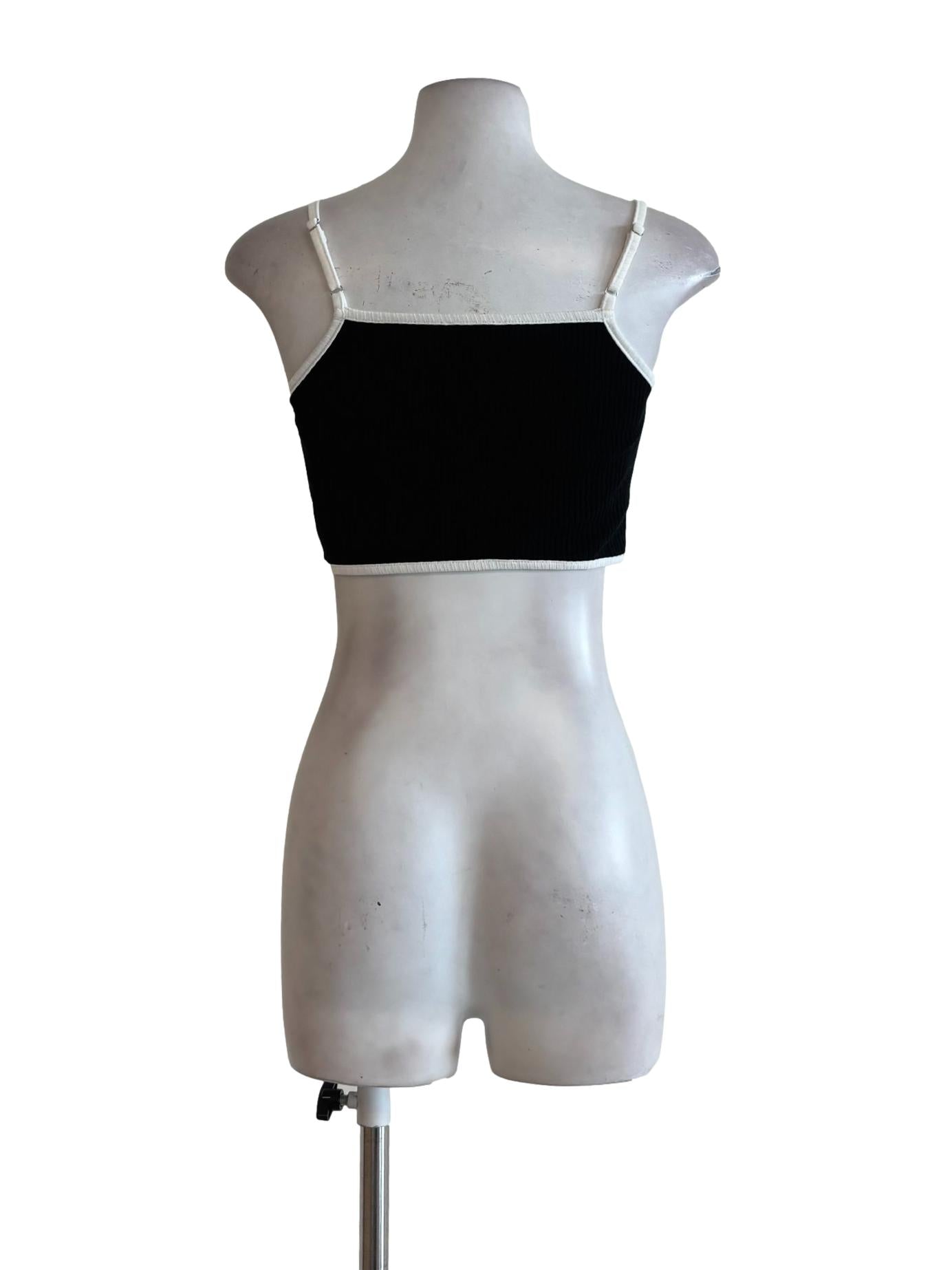 Black White Border Crop Camisole