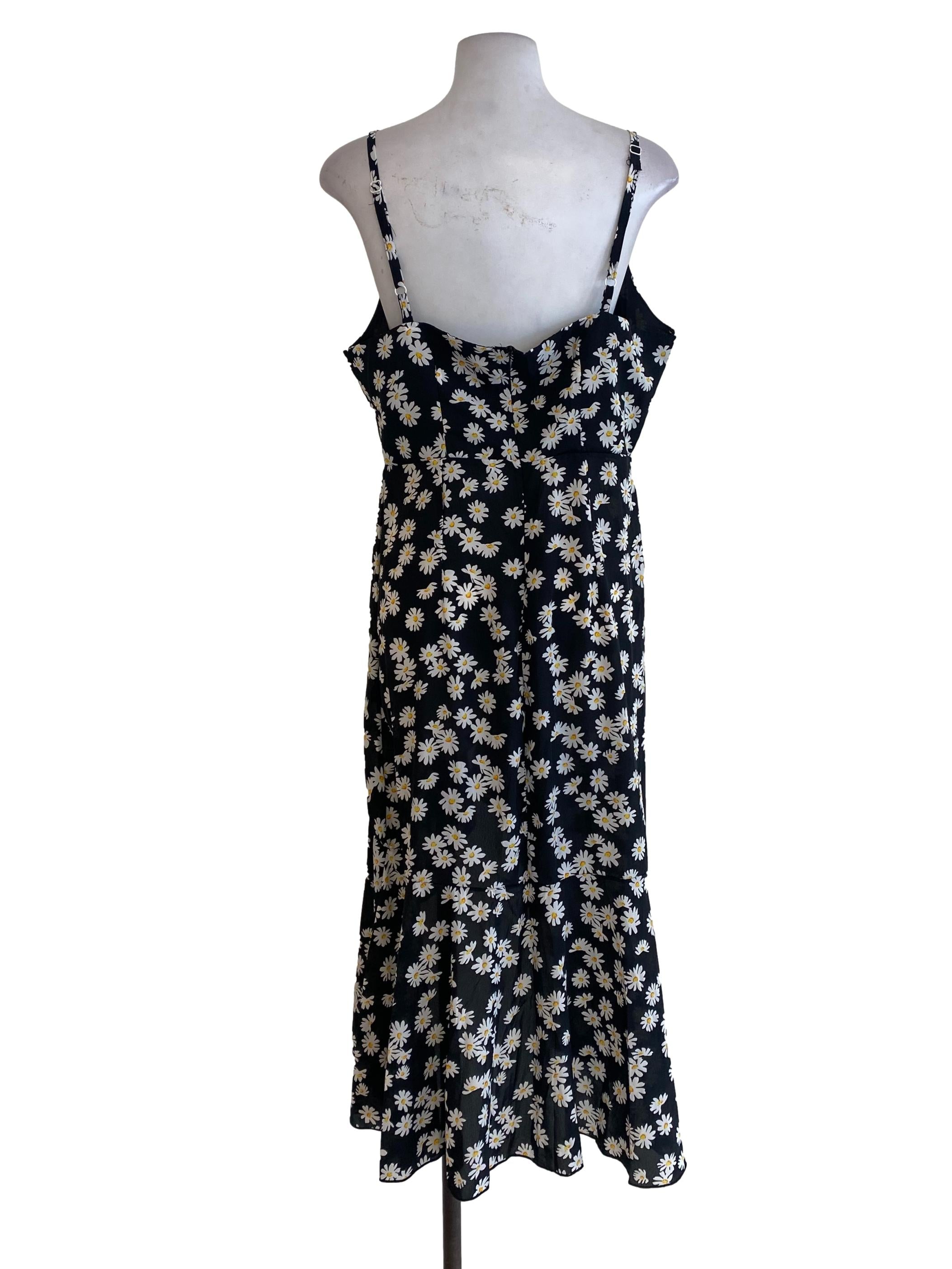 Black Floral Wrap Dress