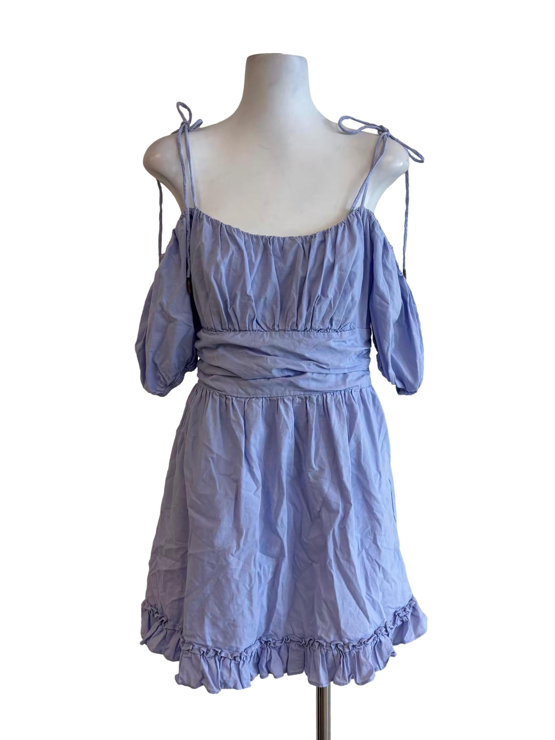 Wisteria Spaghetti Strap Off Shoulder Cotton Dress