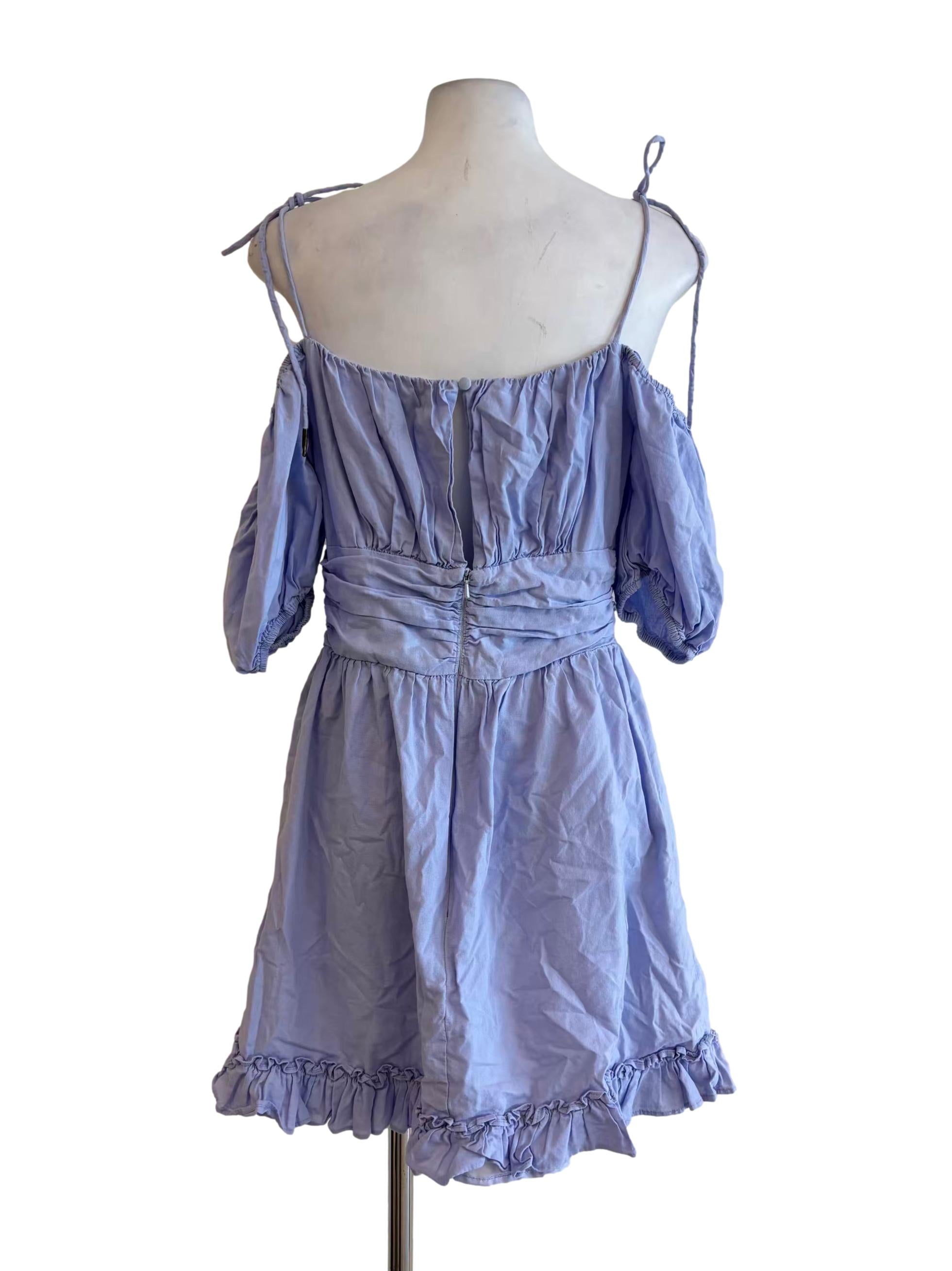 Wisteria Spaghetti Strap Off Shoulder Cotton Dress