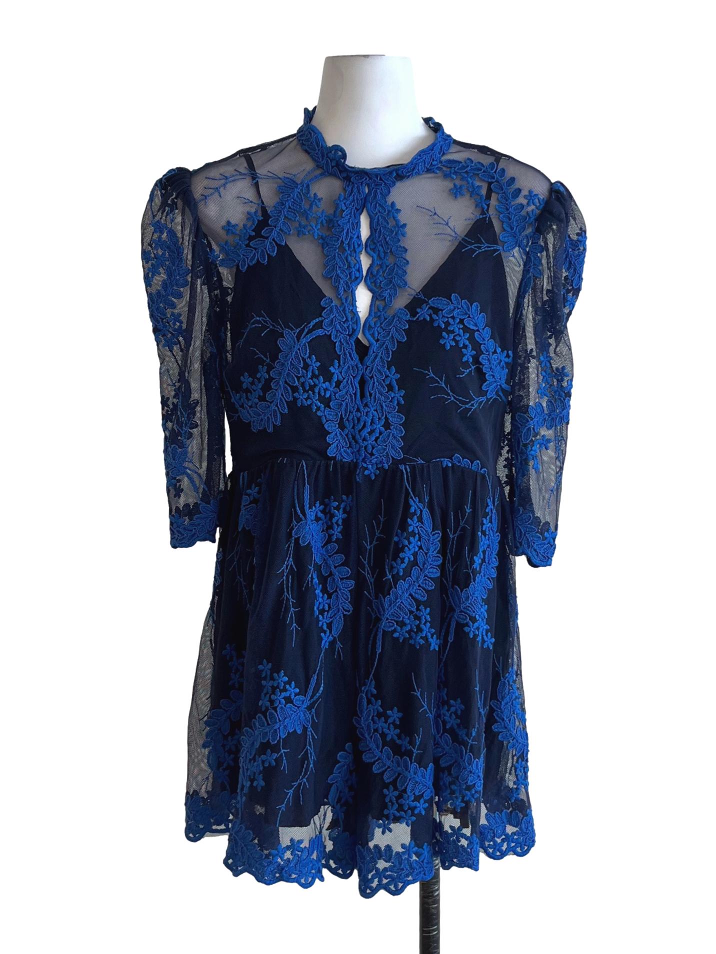 Navy Blue Lace Romper