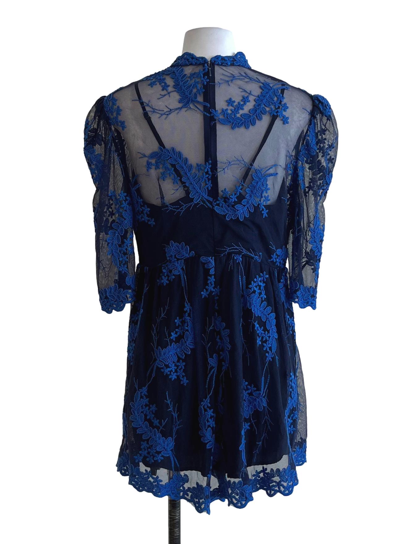 Navy Blue Lace Romper