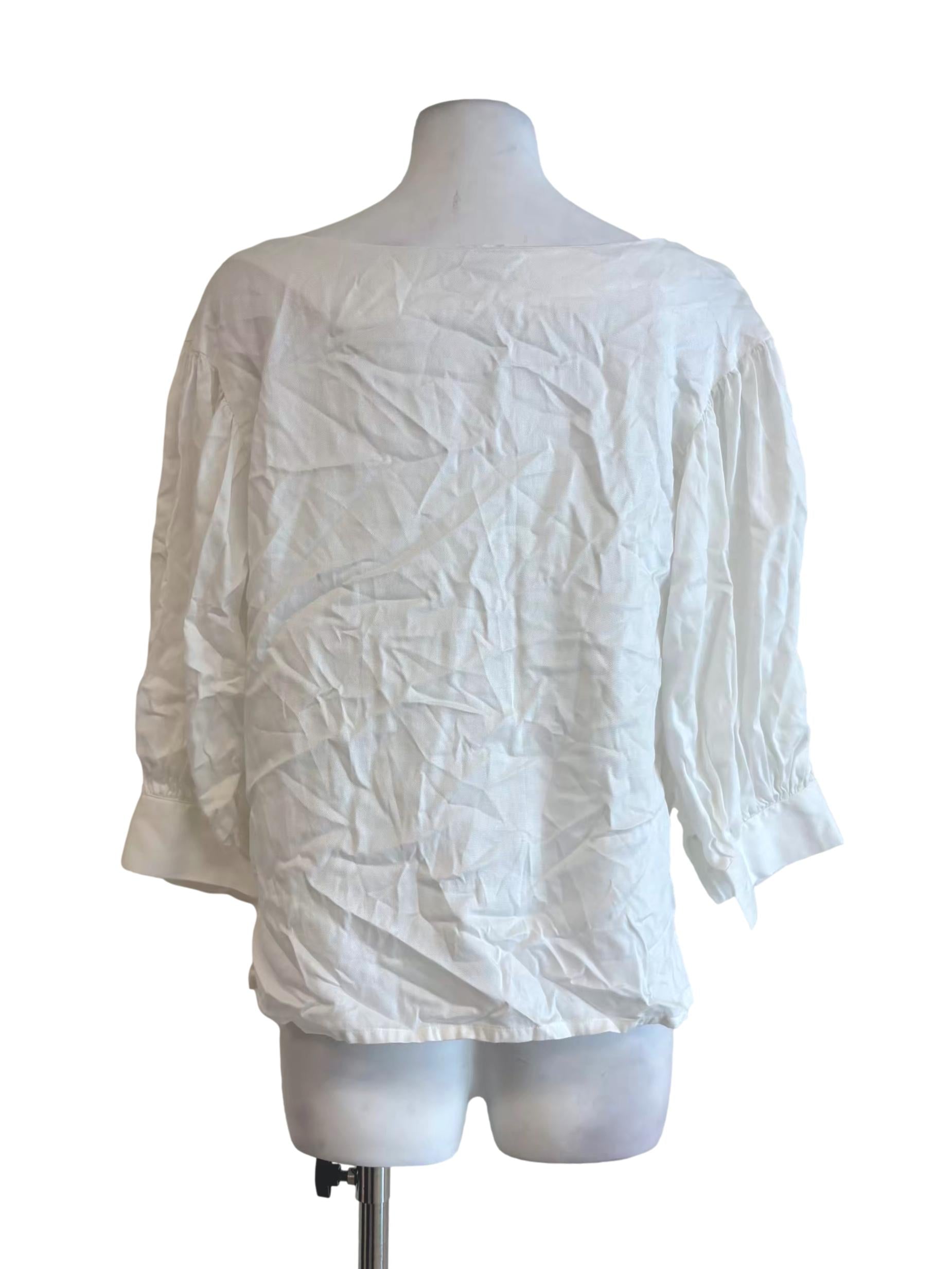 Pearl White Boat Neck Buttoned Top