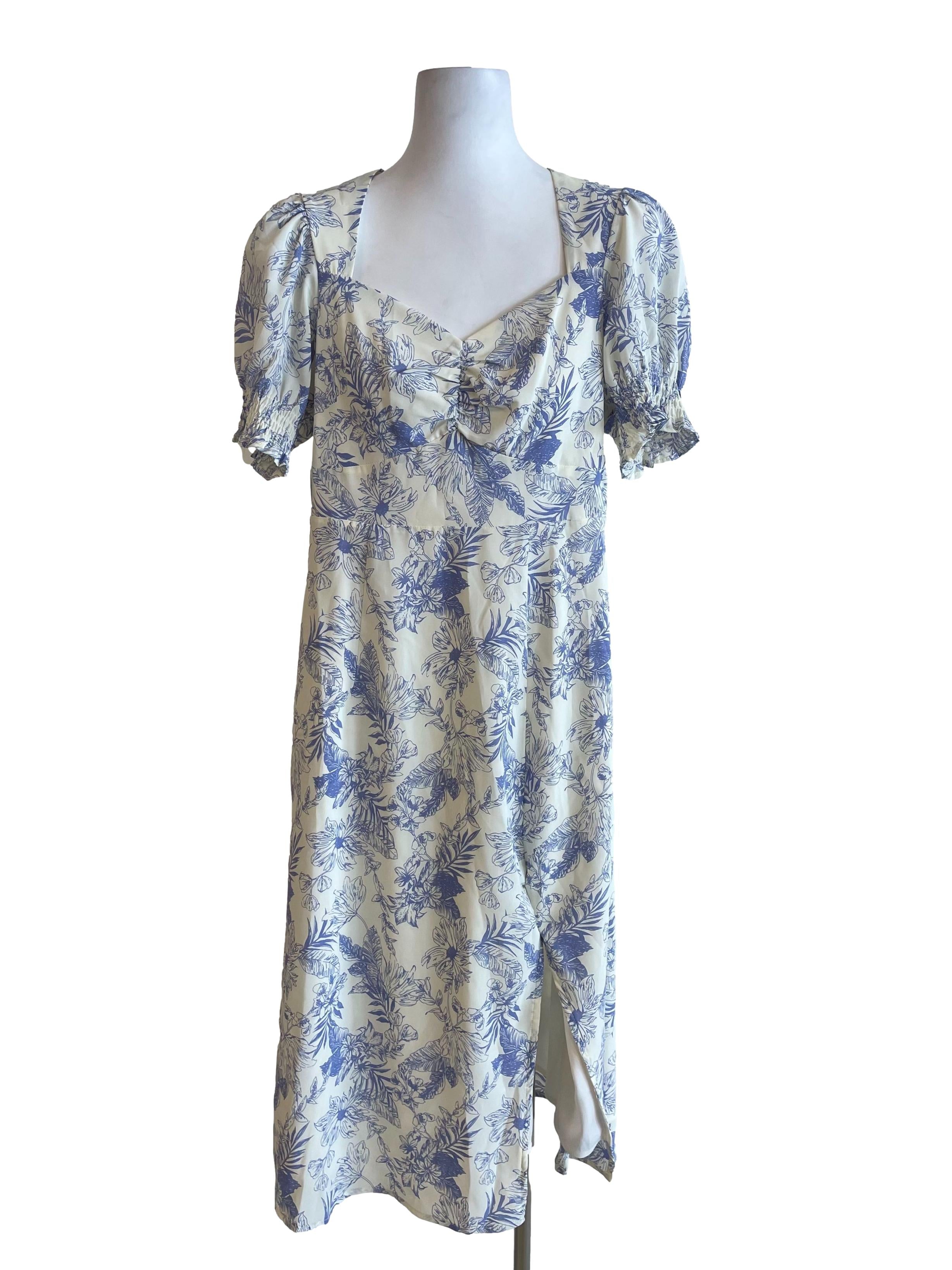 Cream Floral Sweetheart Dress