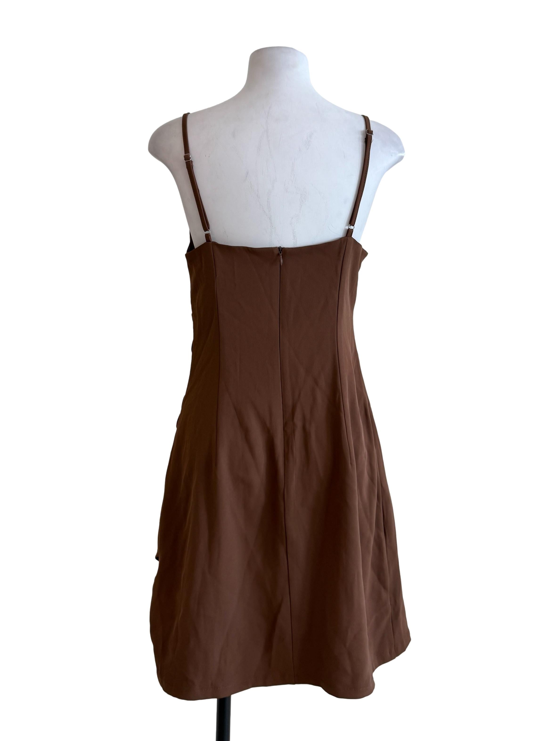 Tawny Brown Side Ruched Dress