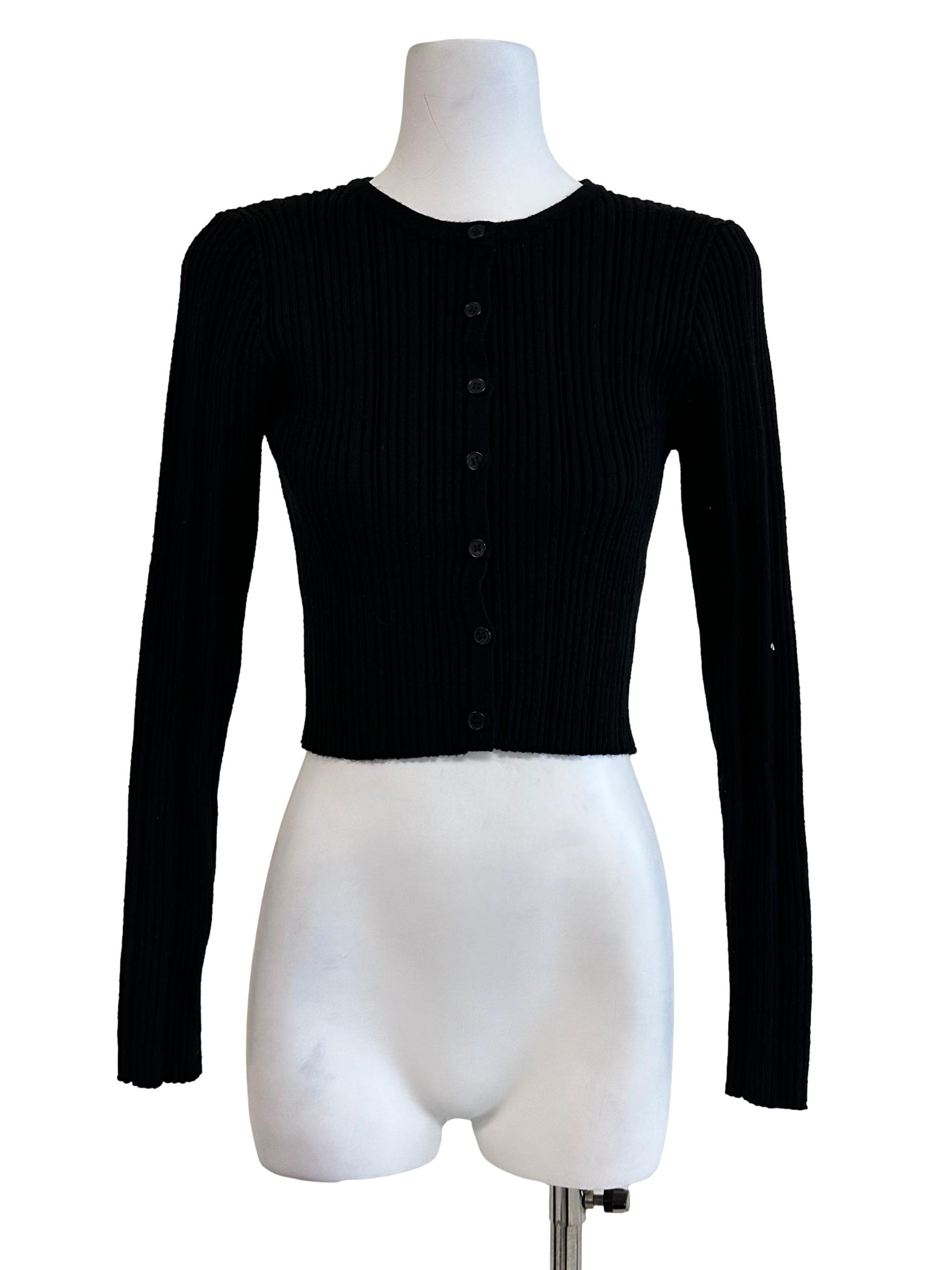 Black Rib Knit Cardigan