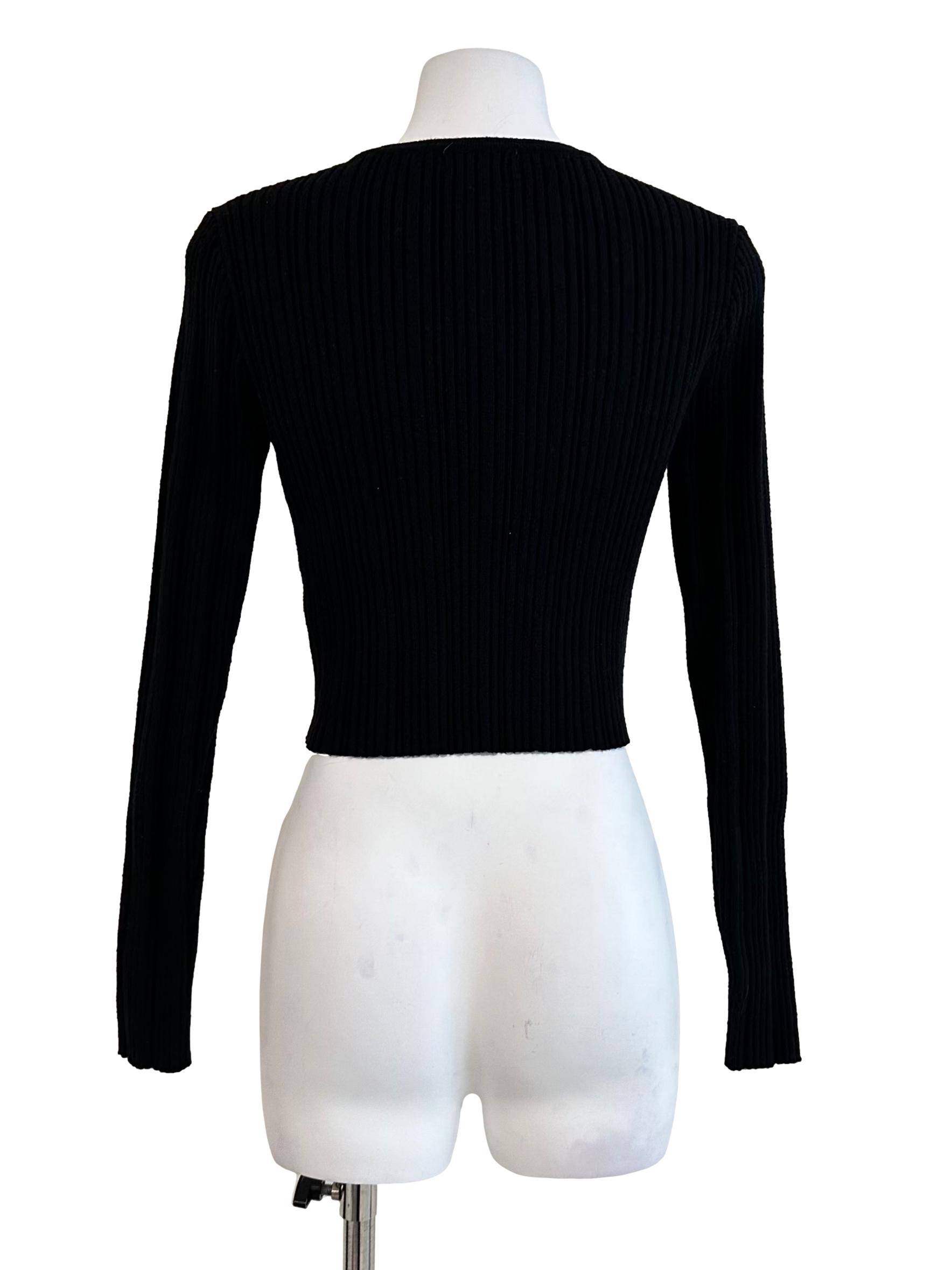 Black Rib Knit Cardigan