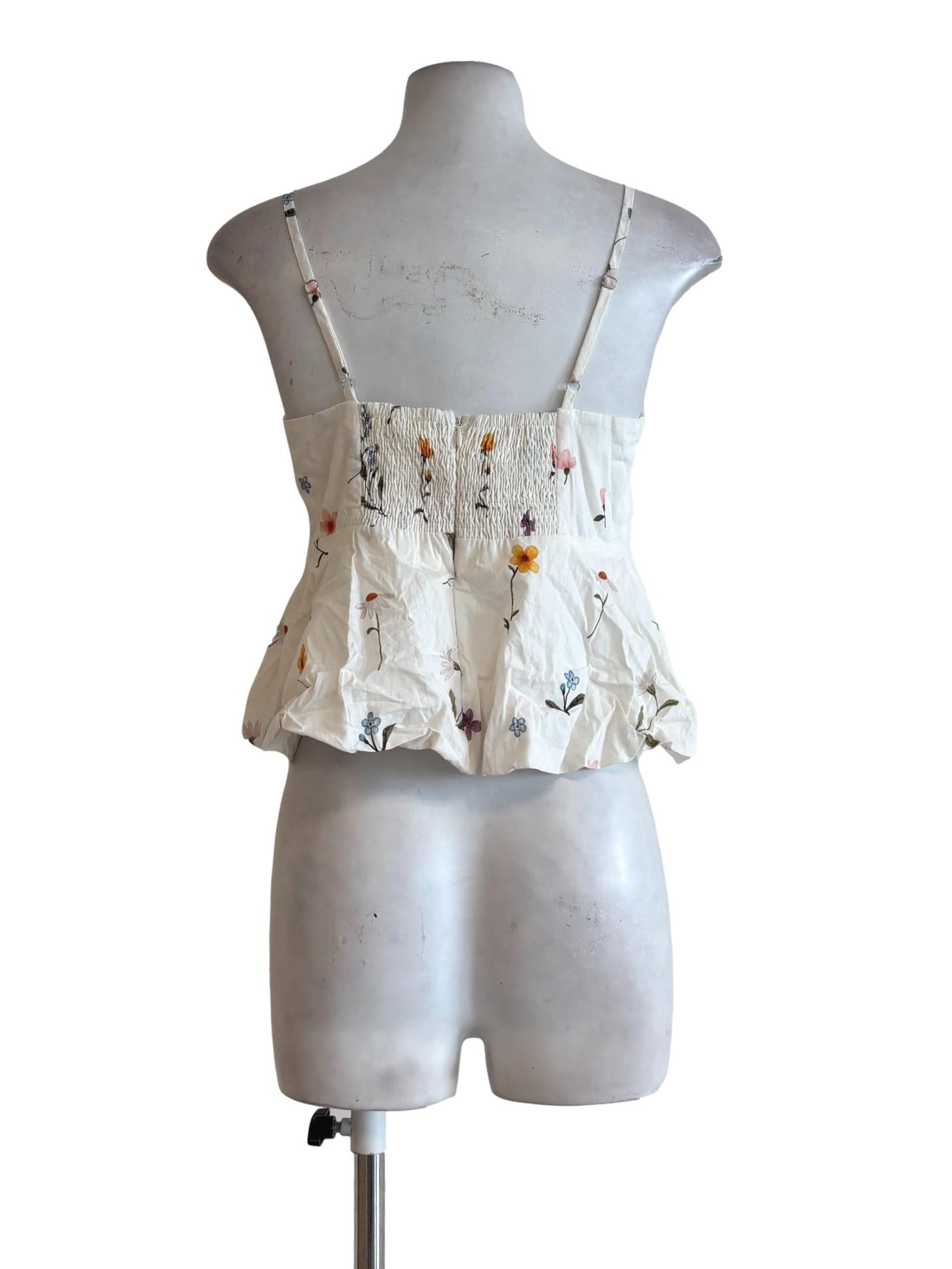 Floral White Sweetheart Peplum Top