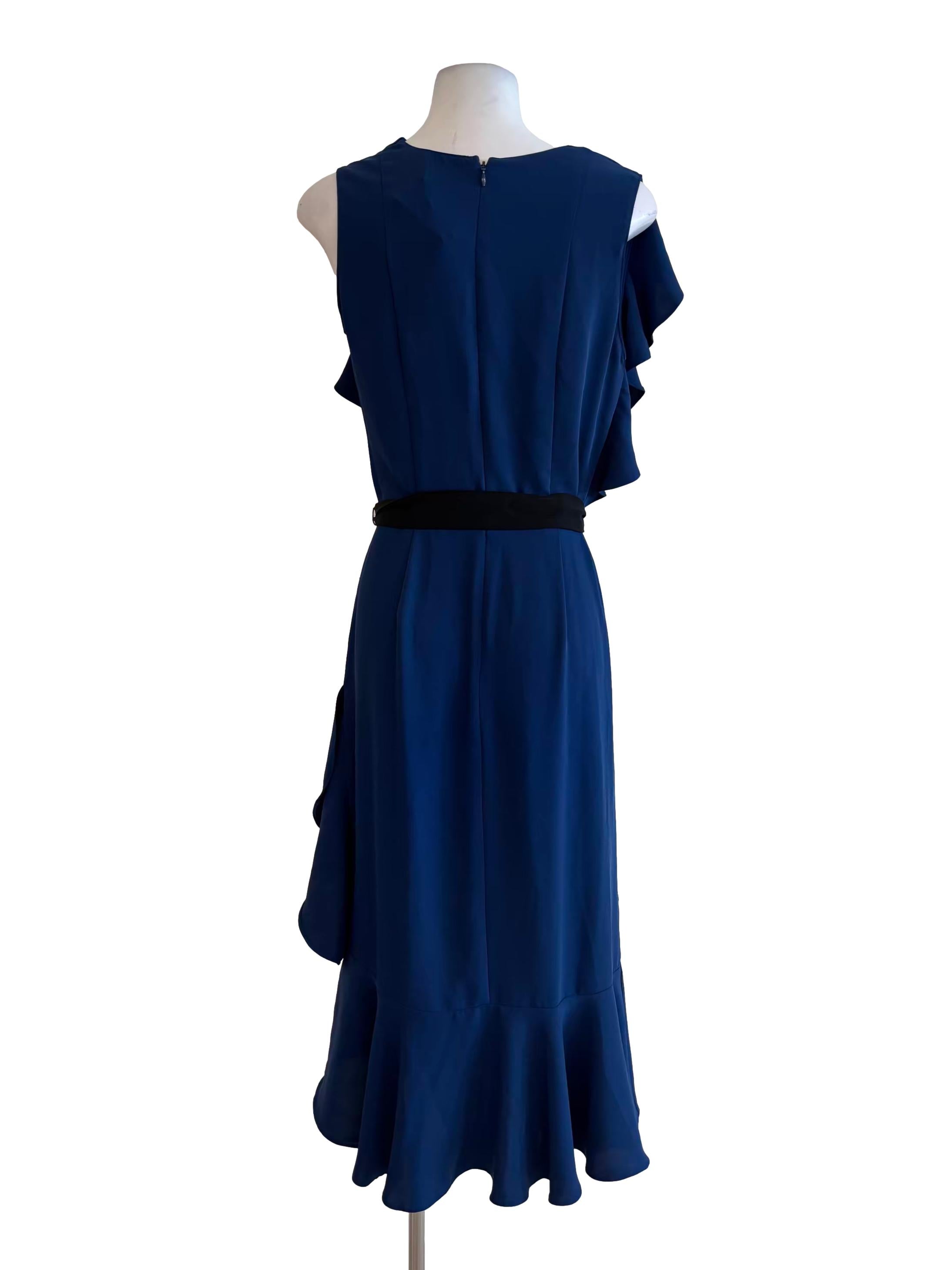 Egyptian Blue Ruffle Asymmetrical Dress