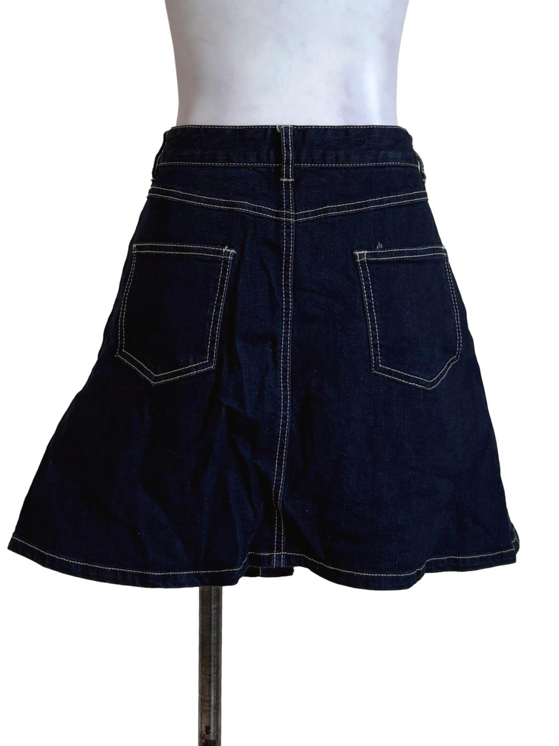 Dark Blue Buttoned Straight Skort