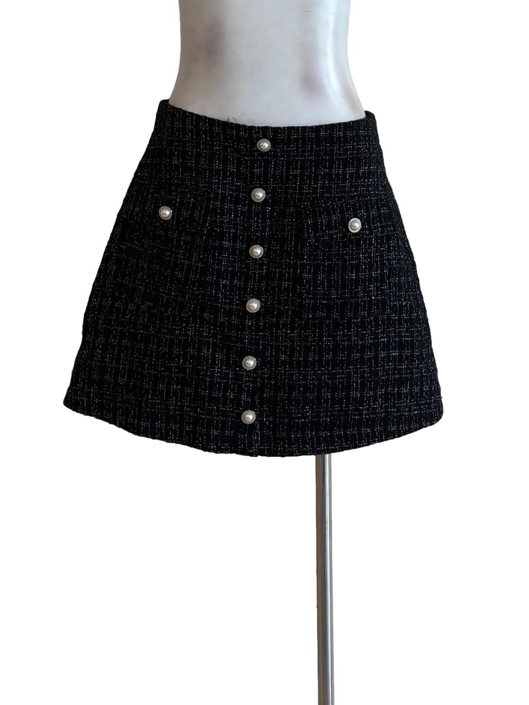 Black Tweed Mini Skirt