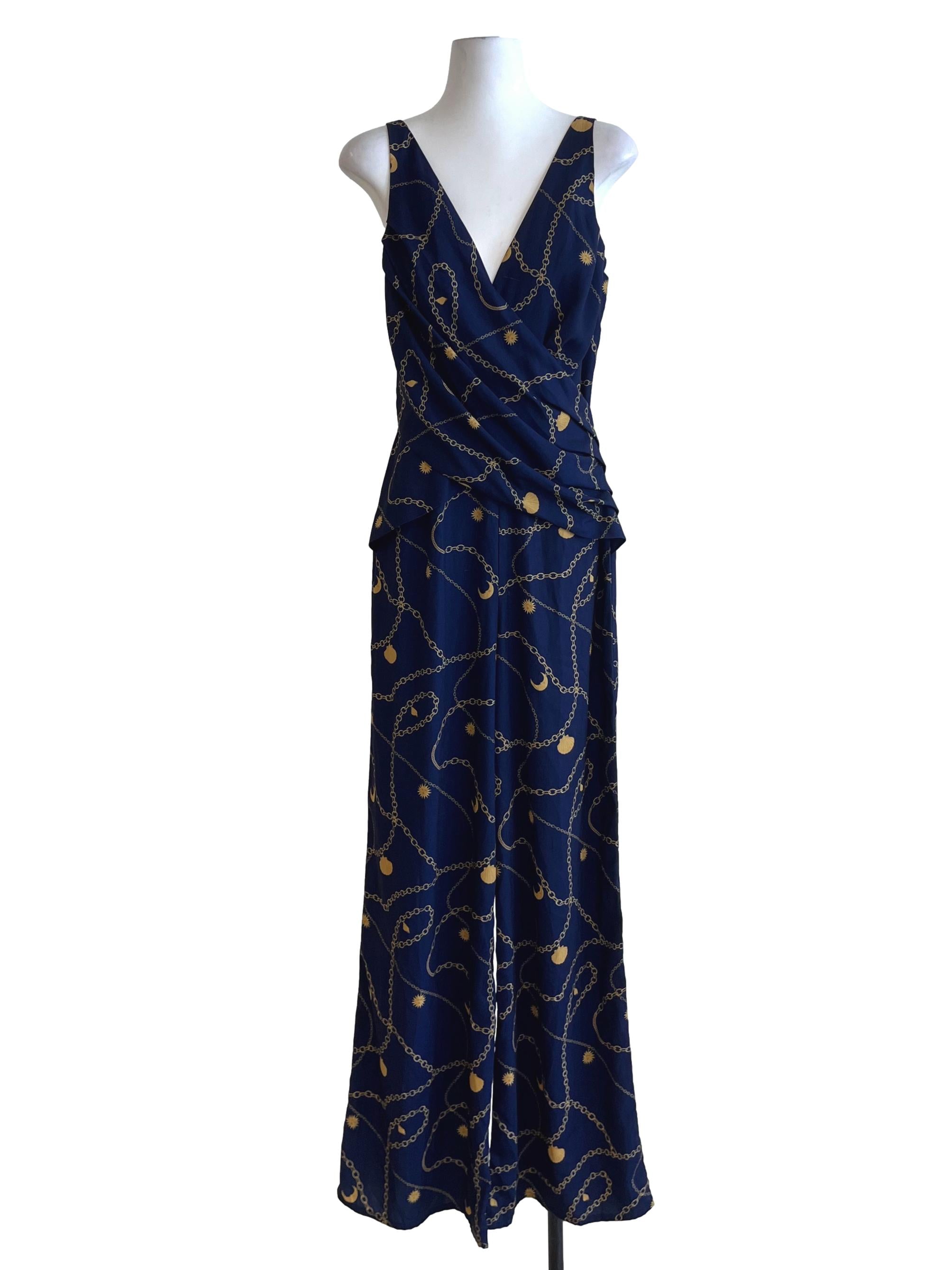 Navy Blue V-Neckline Jumpsuit