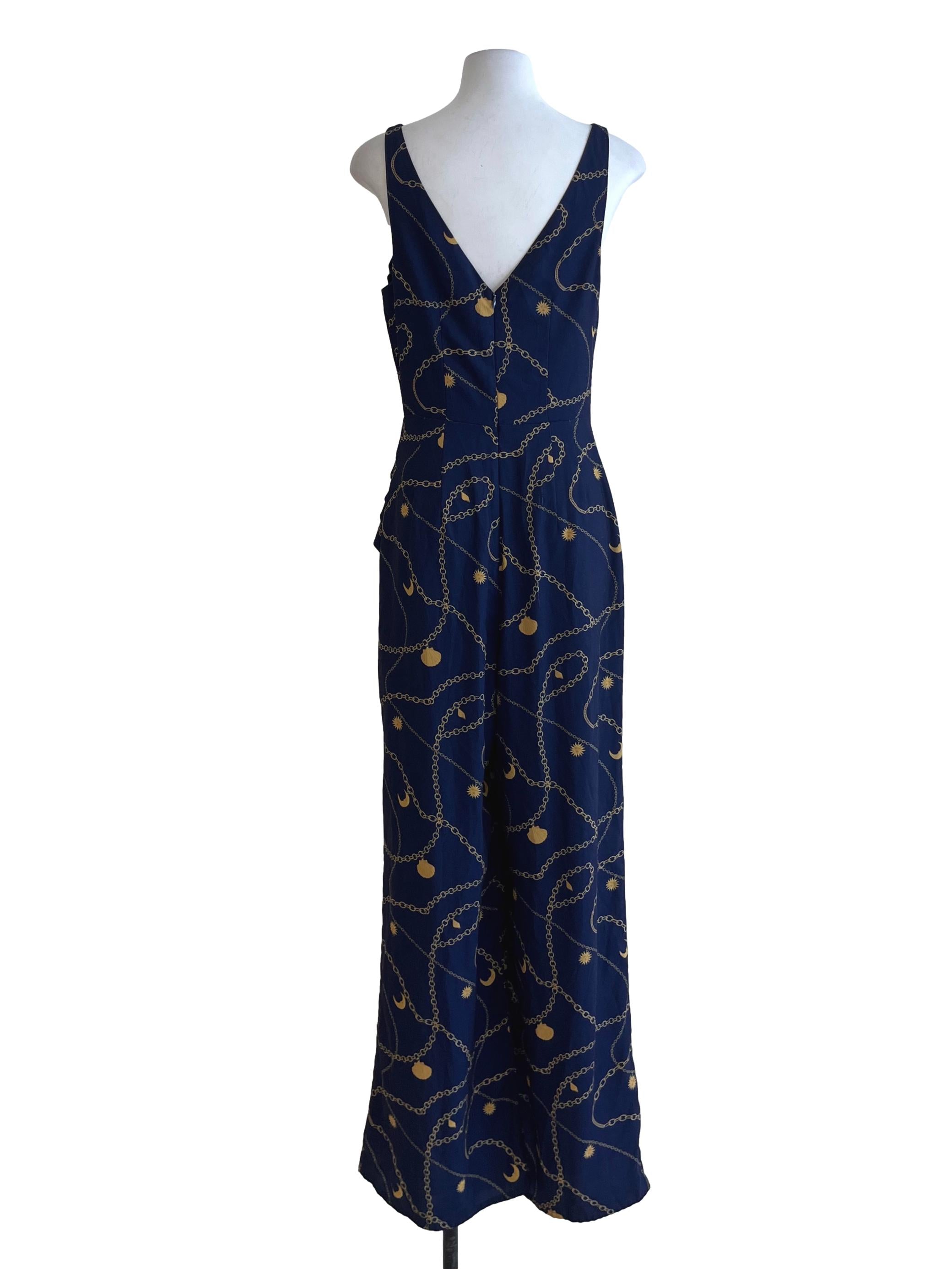 Navy Blue V-Neckline Jumpsuit