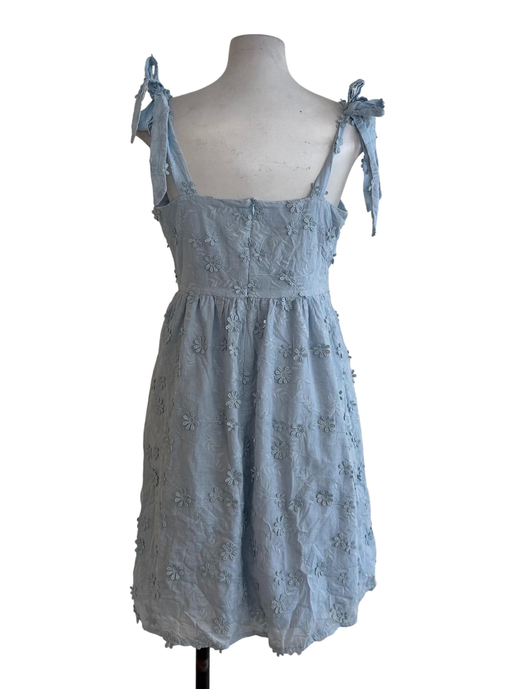 Baby Blue Floral Embroidery Dress