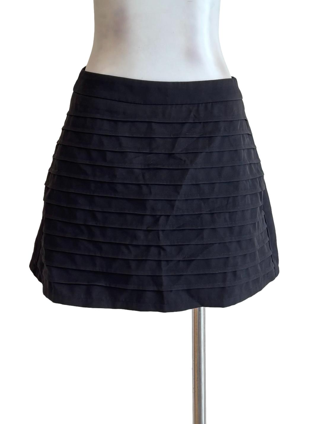 Soft Black Pleated Cotton Mini Skirt