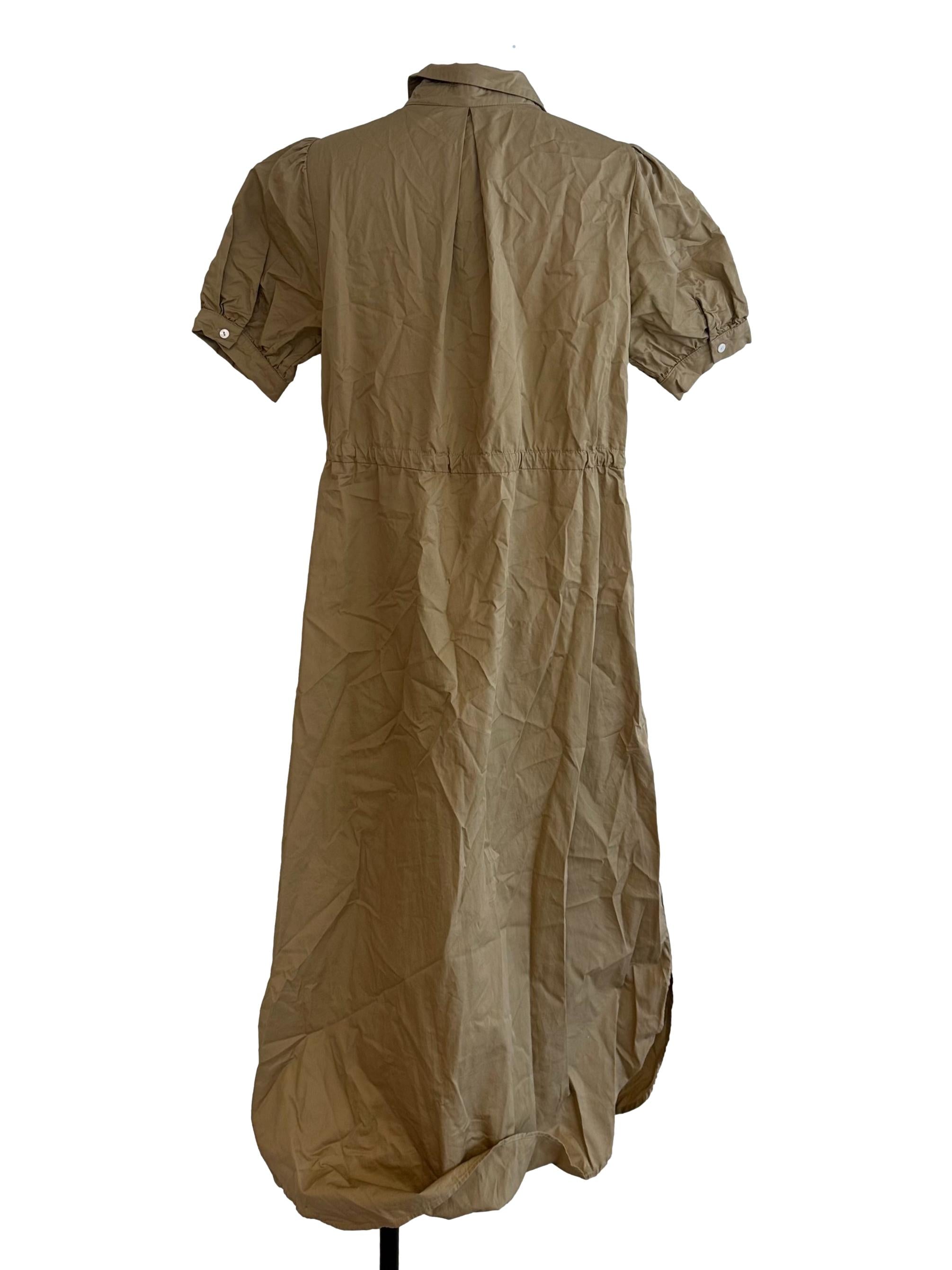 Khaki Brown Plain Collar Dress