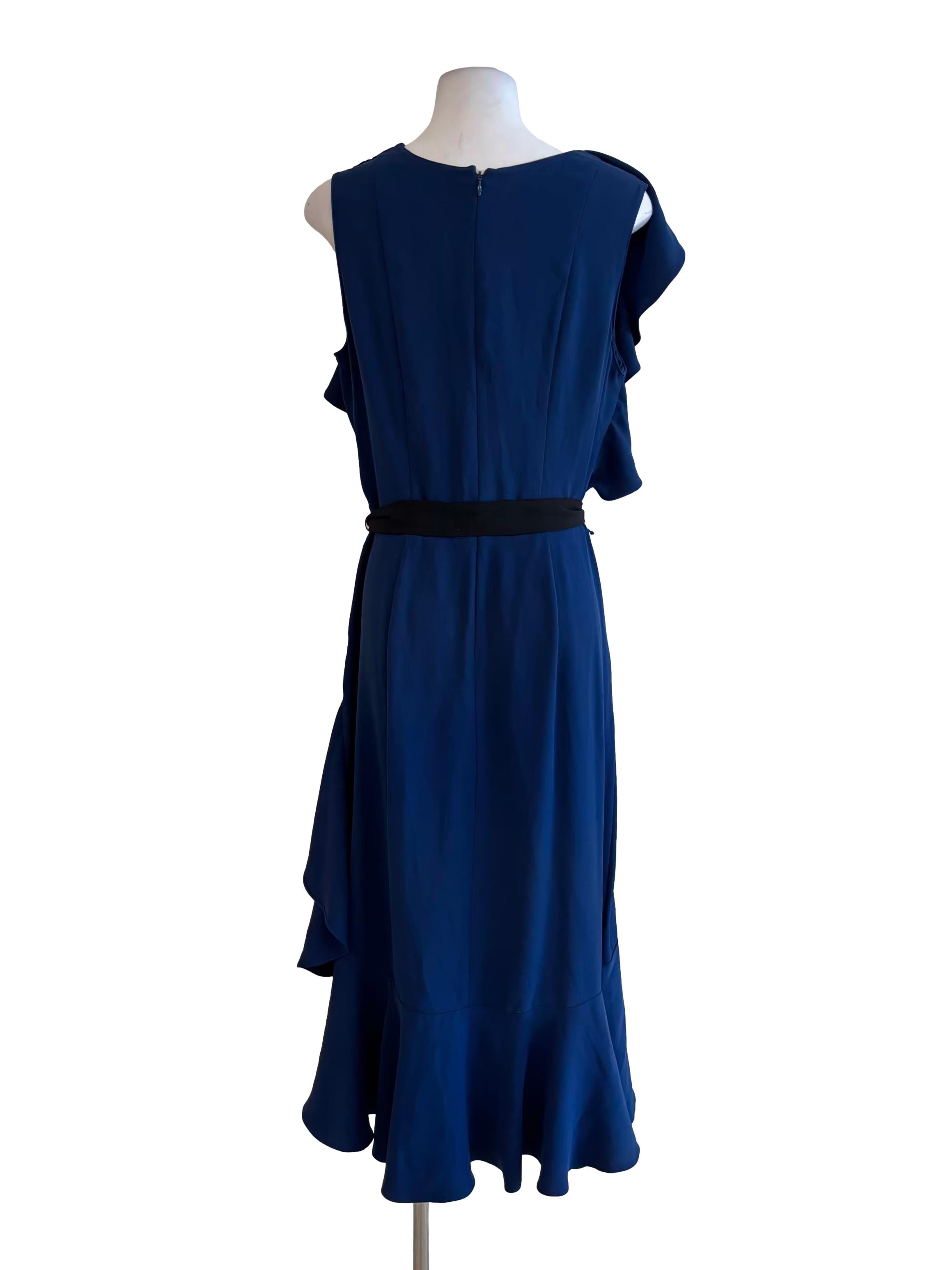 Egyptian Blue Ruffle Asymmetrical Dress