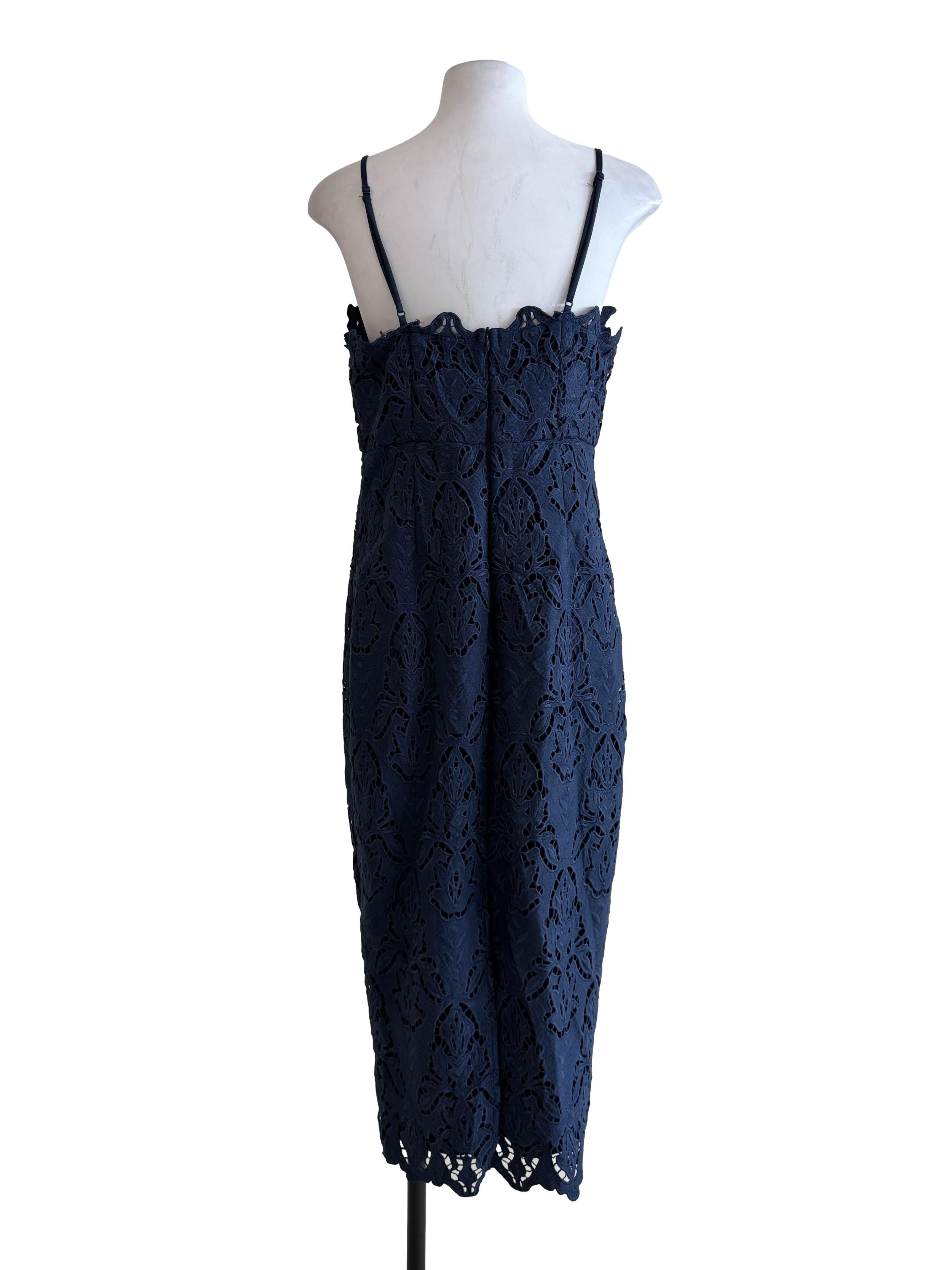 Navy Blue Lace Sheath Dress