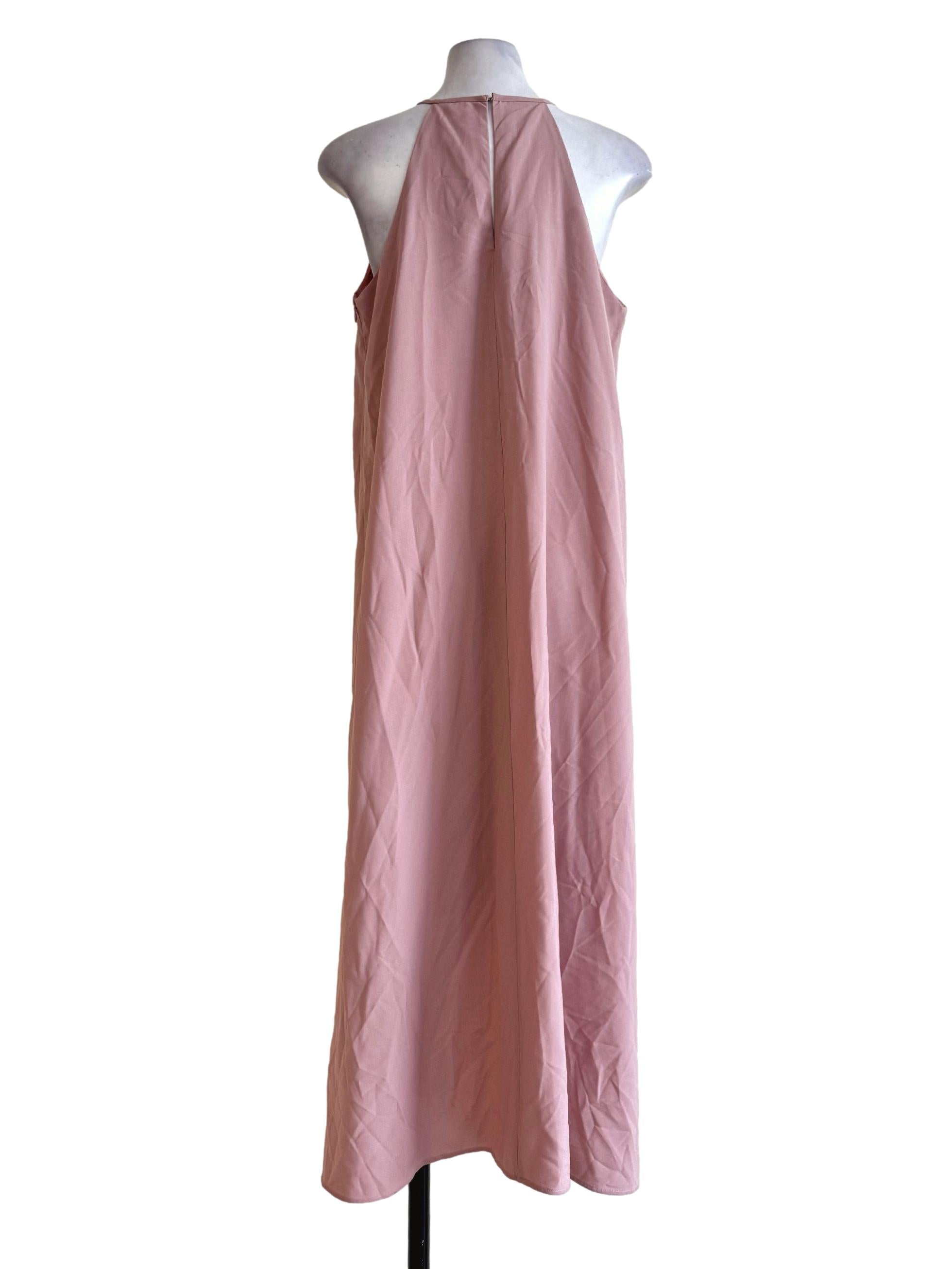 Pale Desire Pink Pleated Front Sleeveless Dress