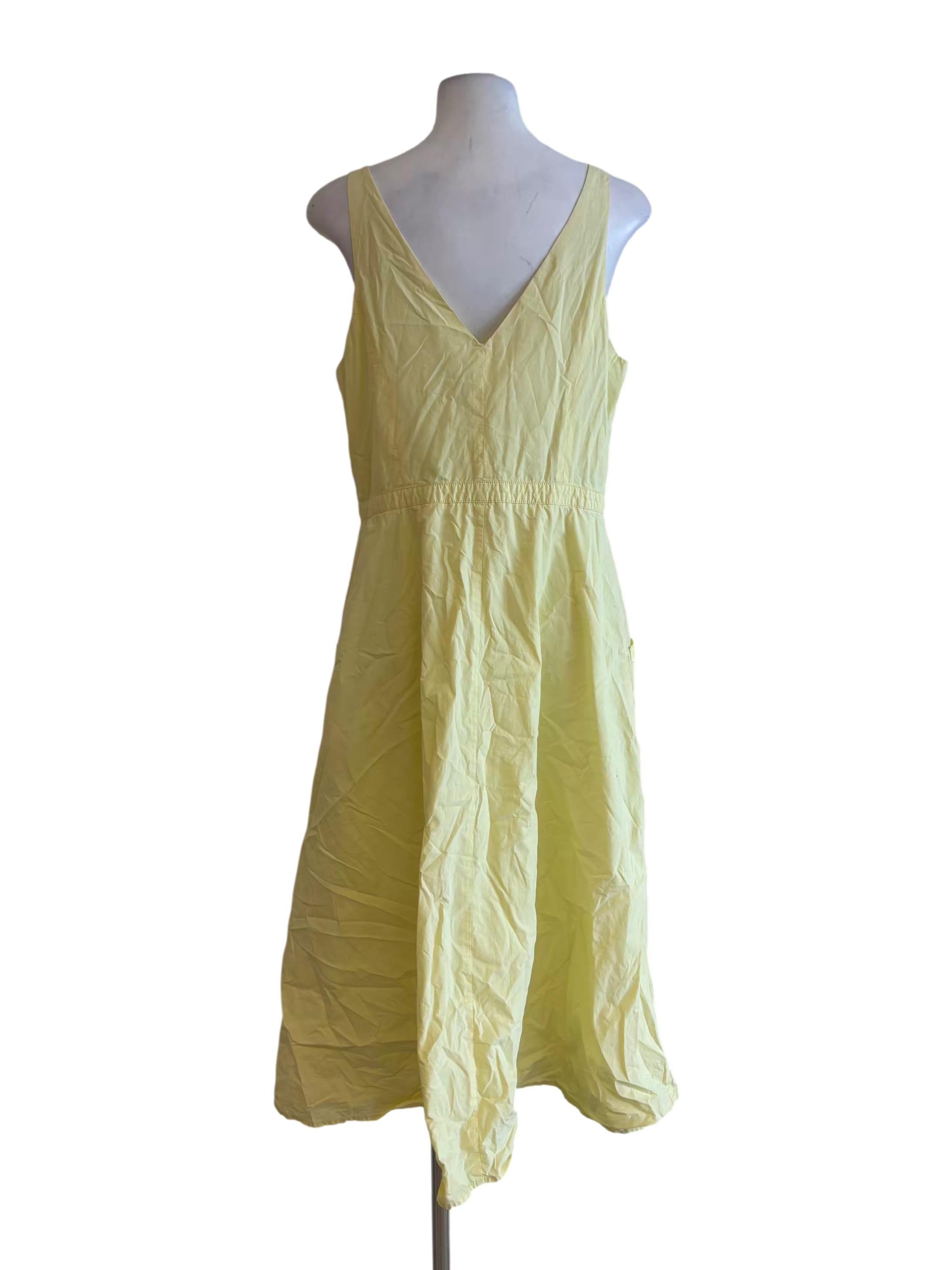 Butter Yellow Cotton Buttoned Dress
