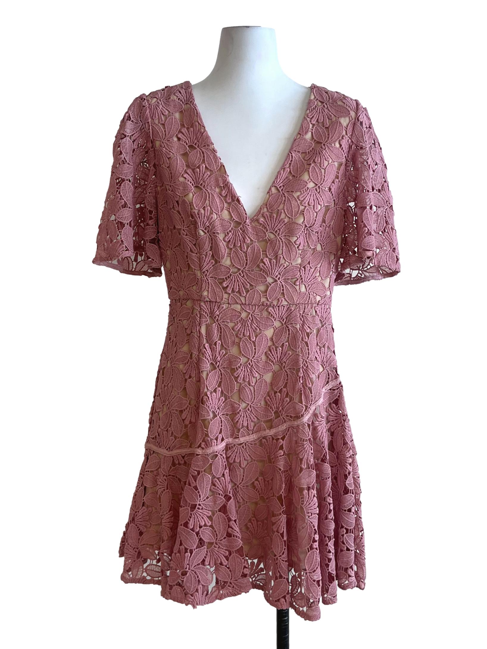 Blush Pink Lace Empire Dress