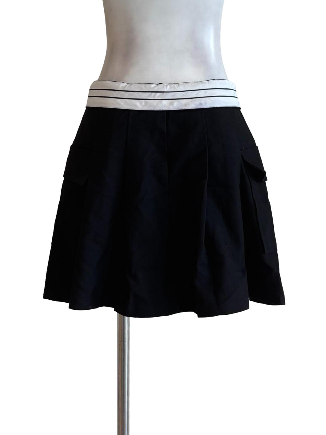 Black And White Waistband Tennis Skirt