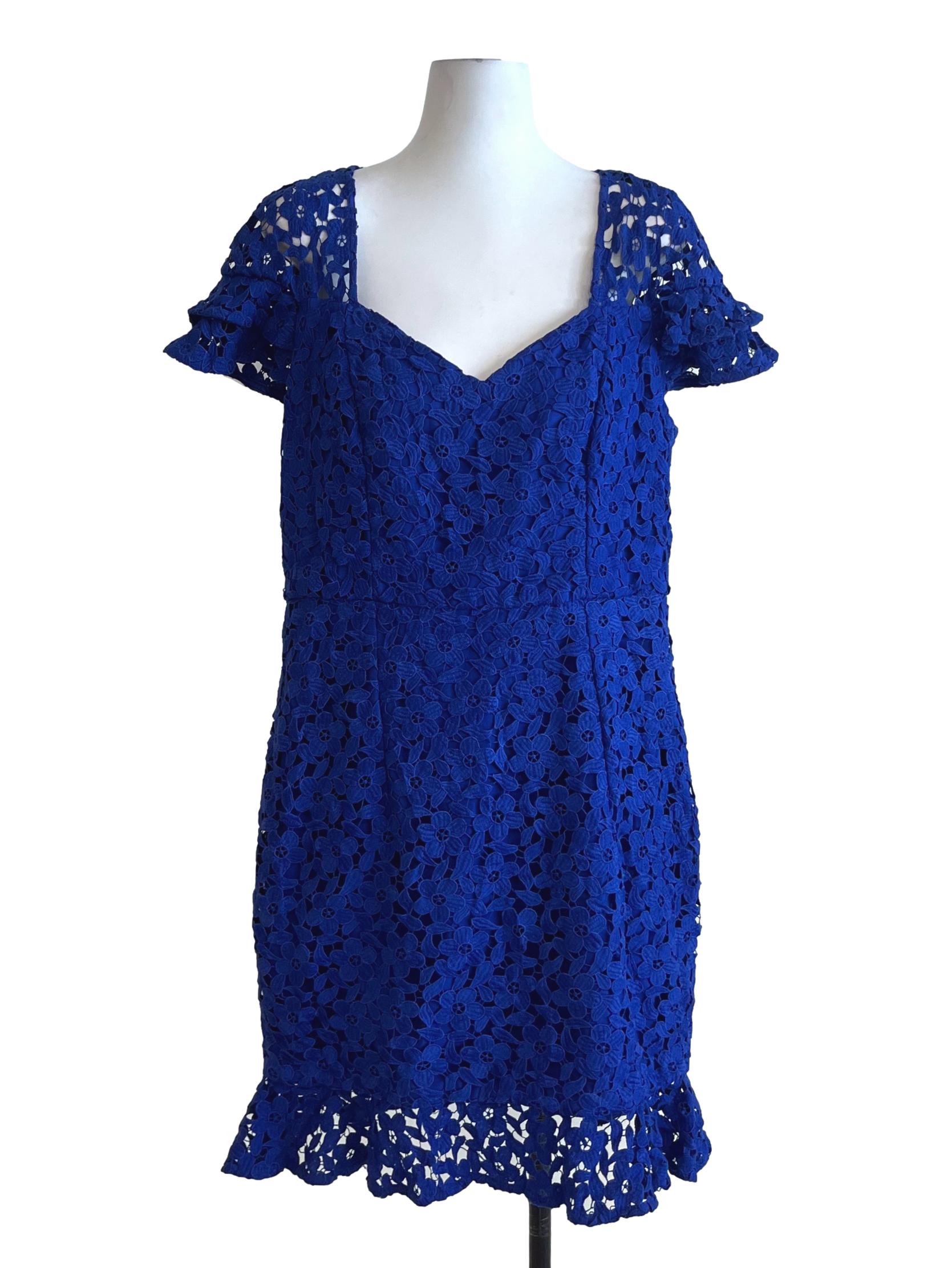 Cobalt Blue Lace Empire Dress