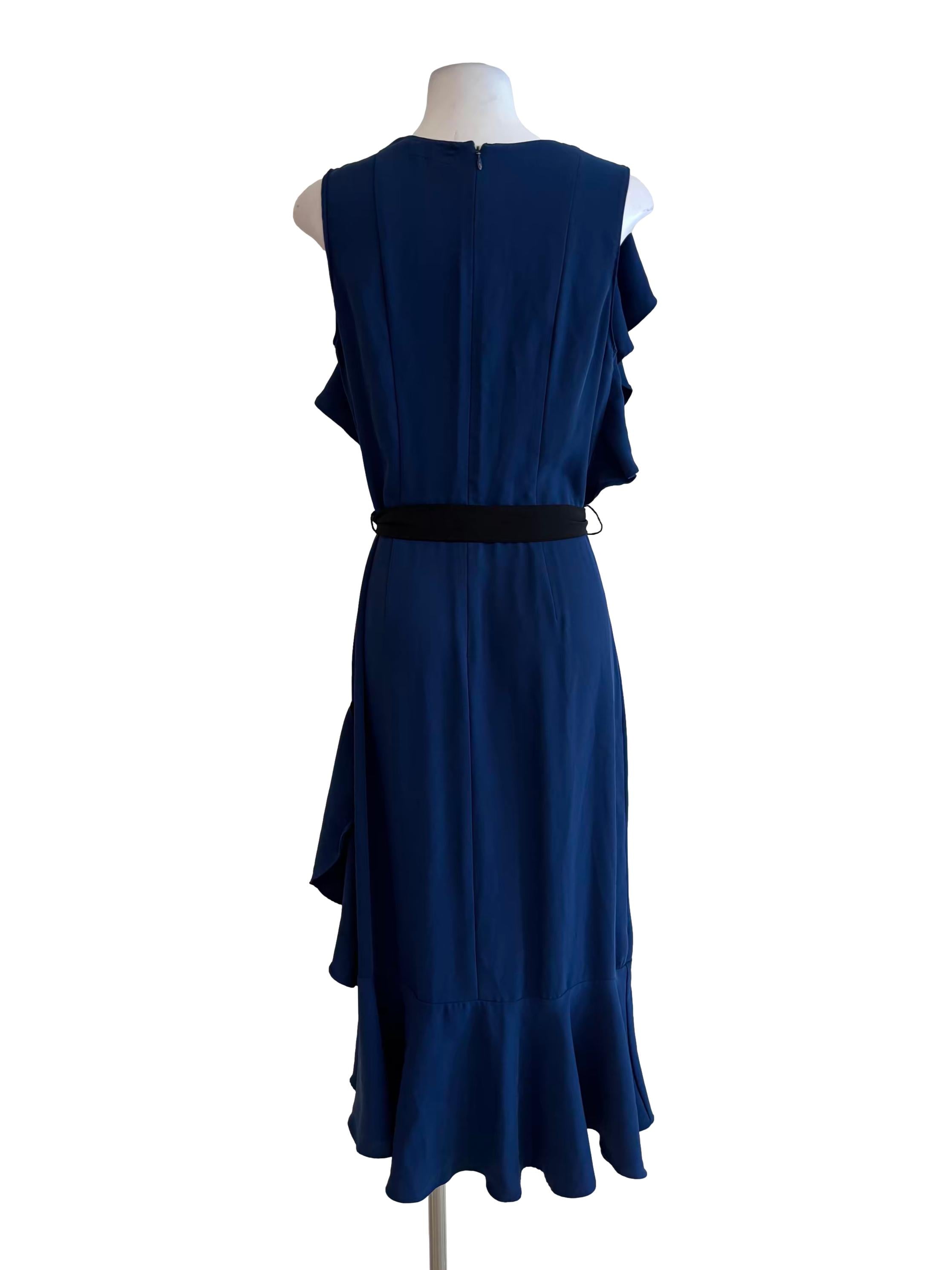 Egyptian Blue Ruffle Asymmetrical Dress