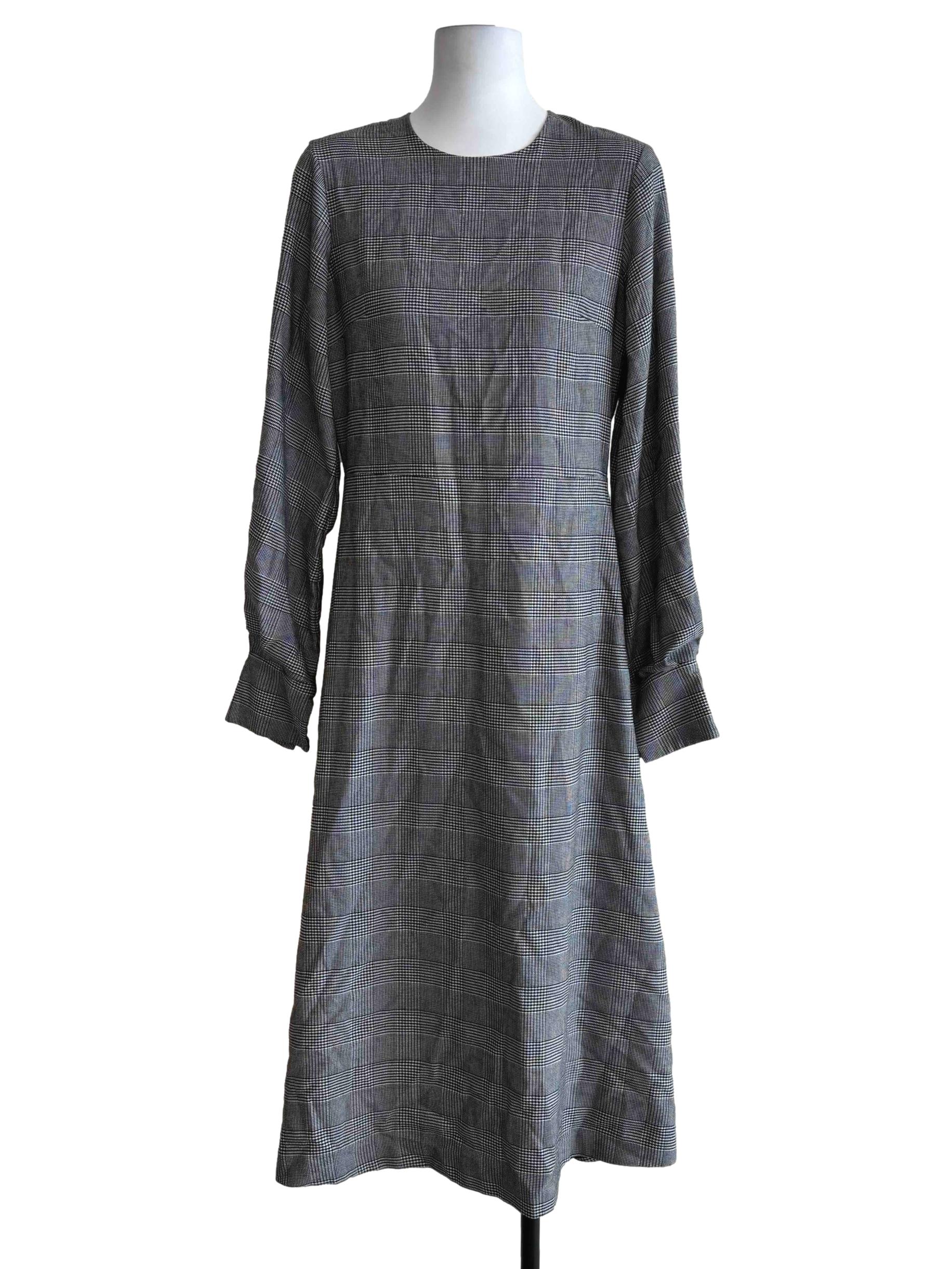 Dove Grey Plaid A-Line Dress