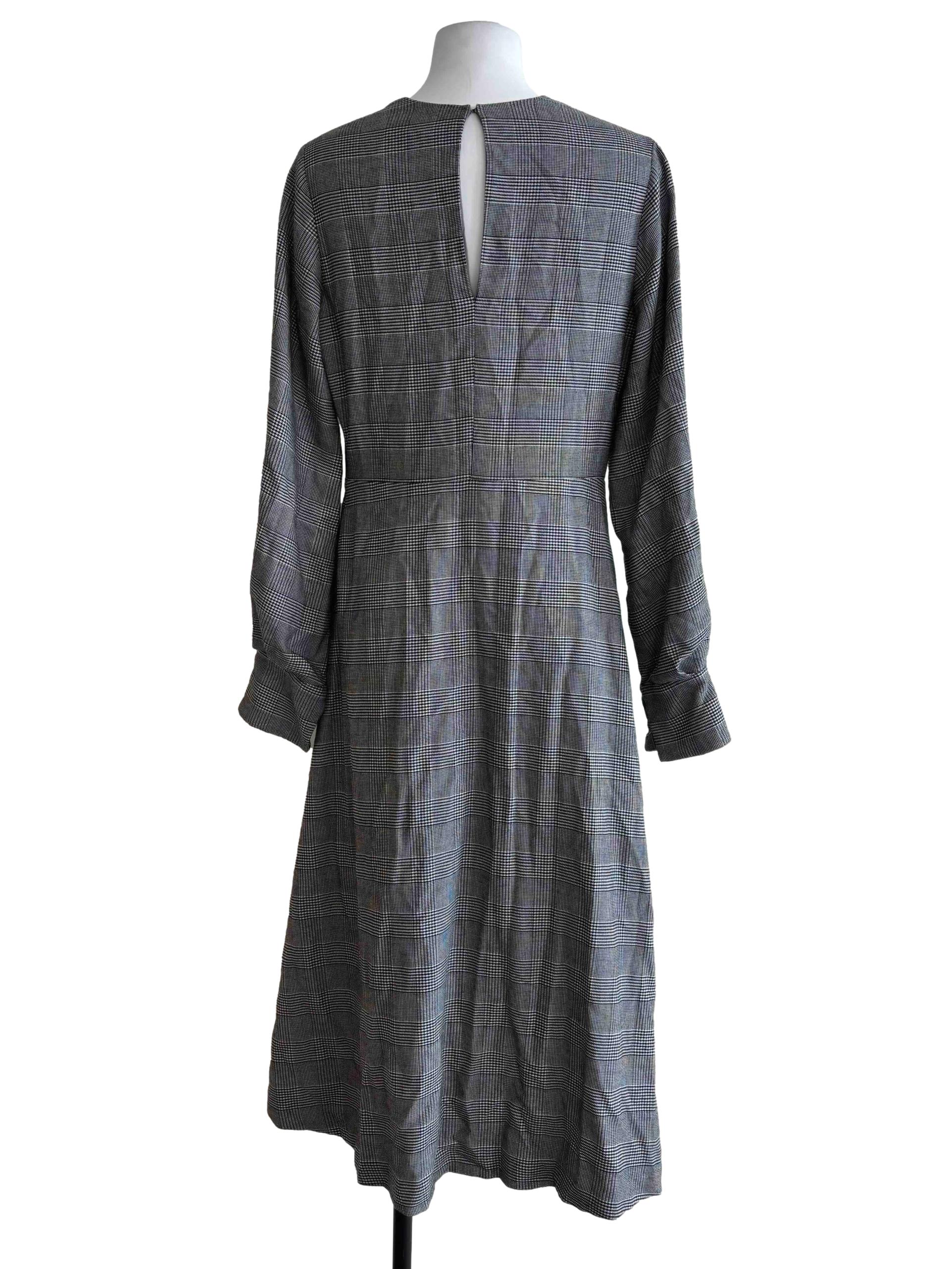 Dove Grey Plaid A-Line Dress
