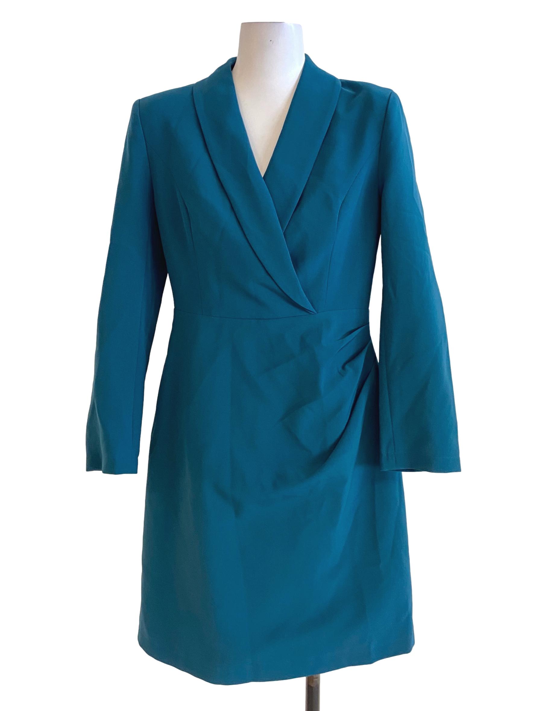Ocean Blue Long Sleeved Chelsea Neck Dress