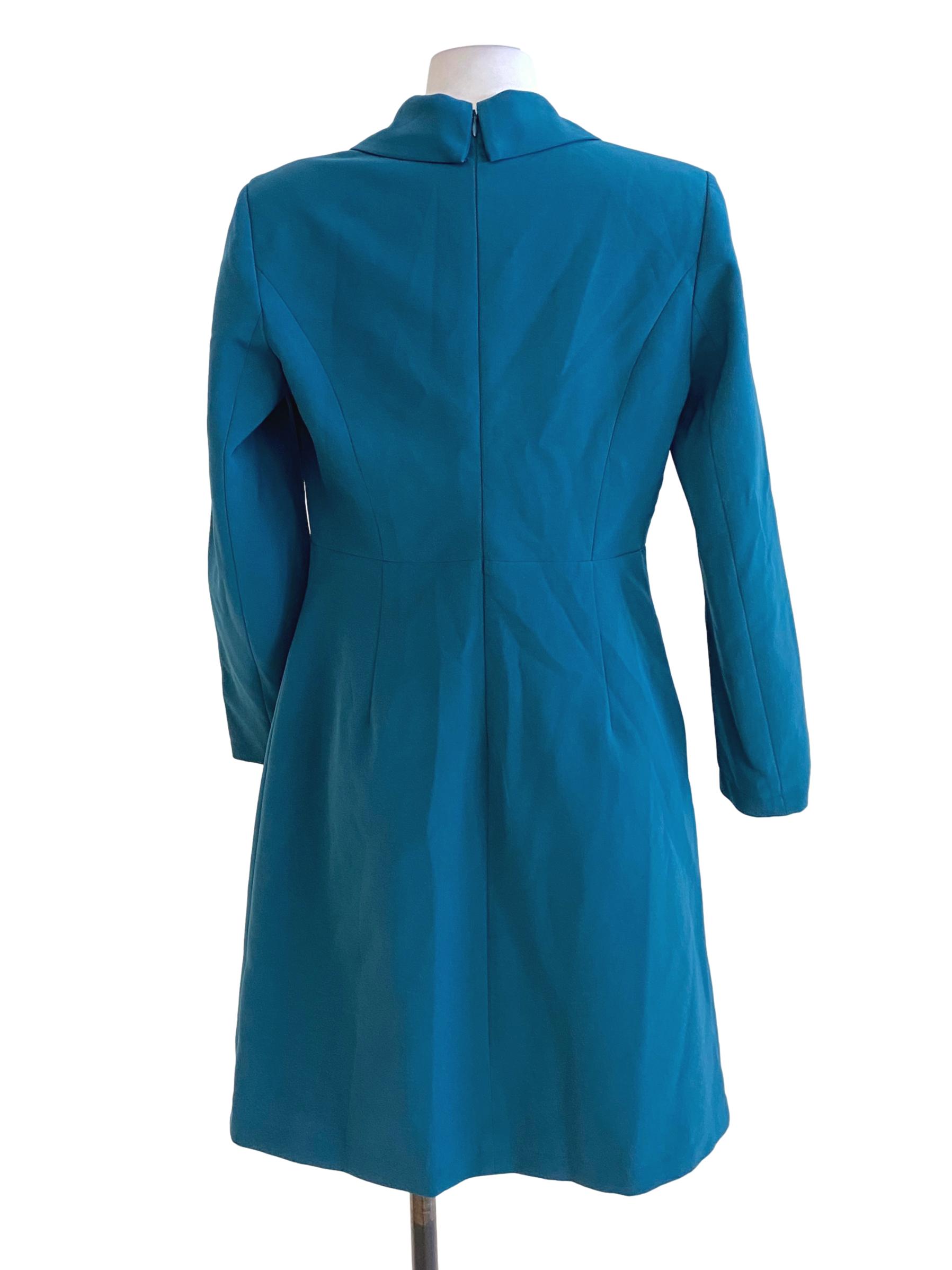 Ocean Blue Long Sleeved Chelsea Neck Dress