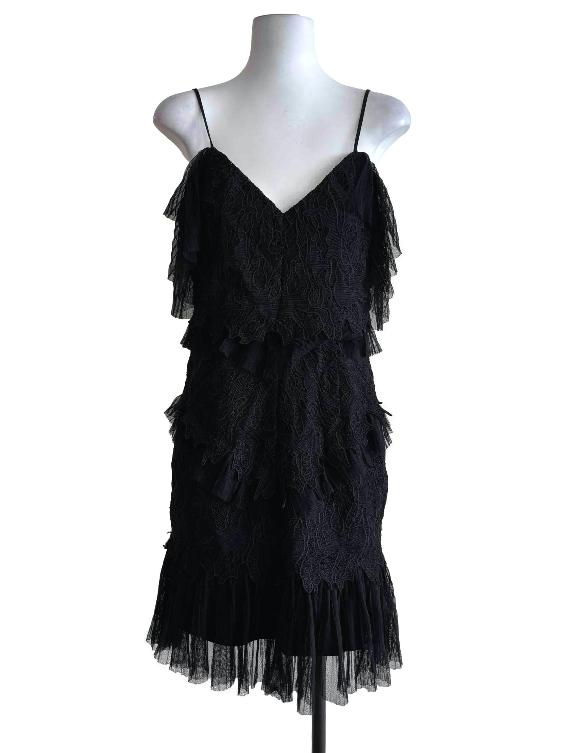 Raven Black Lace Tier Dress