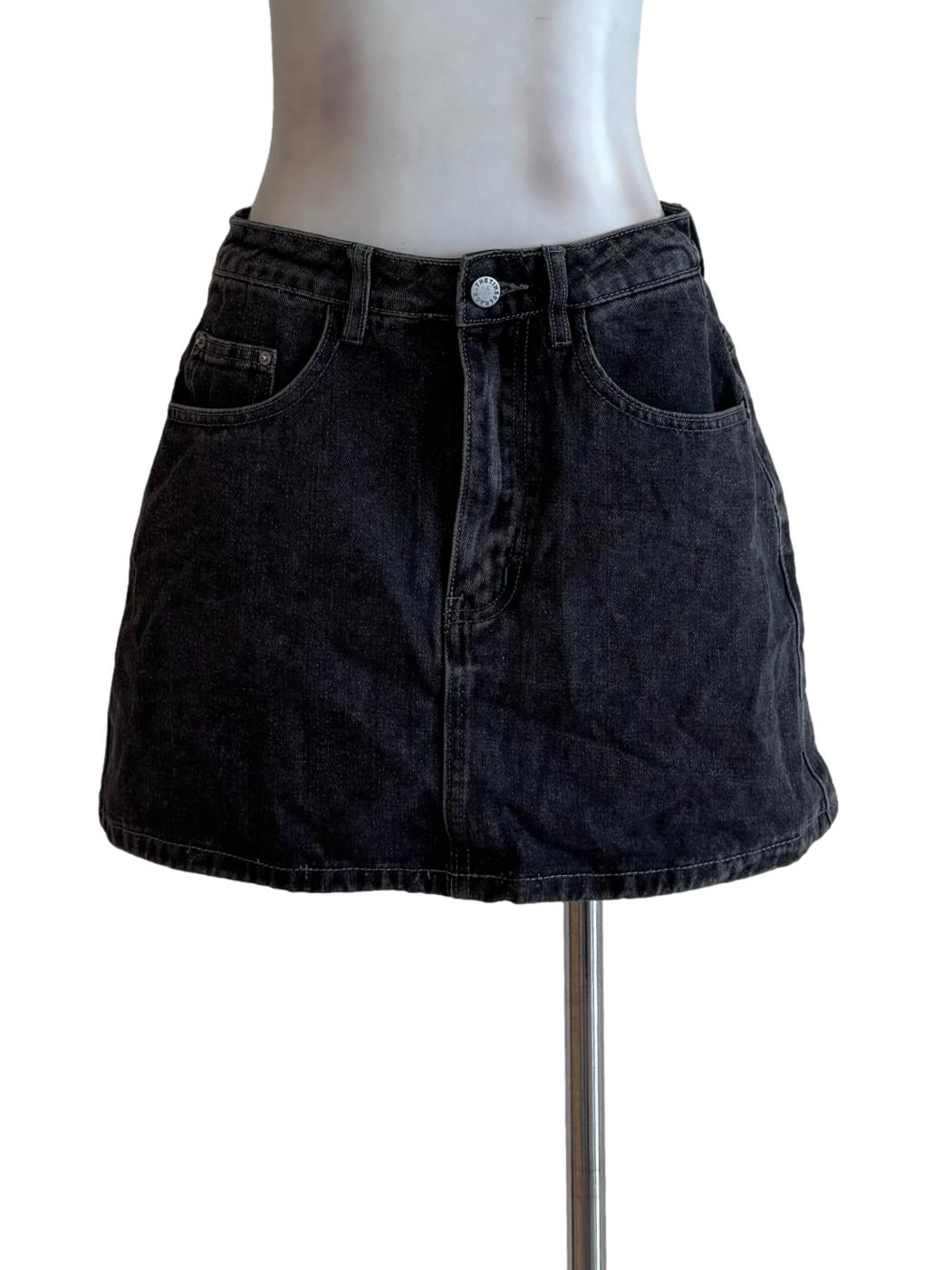 Black Denim Mini Skirt