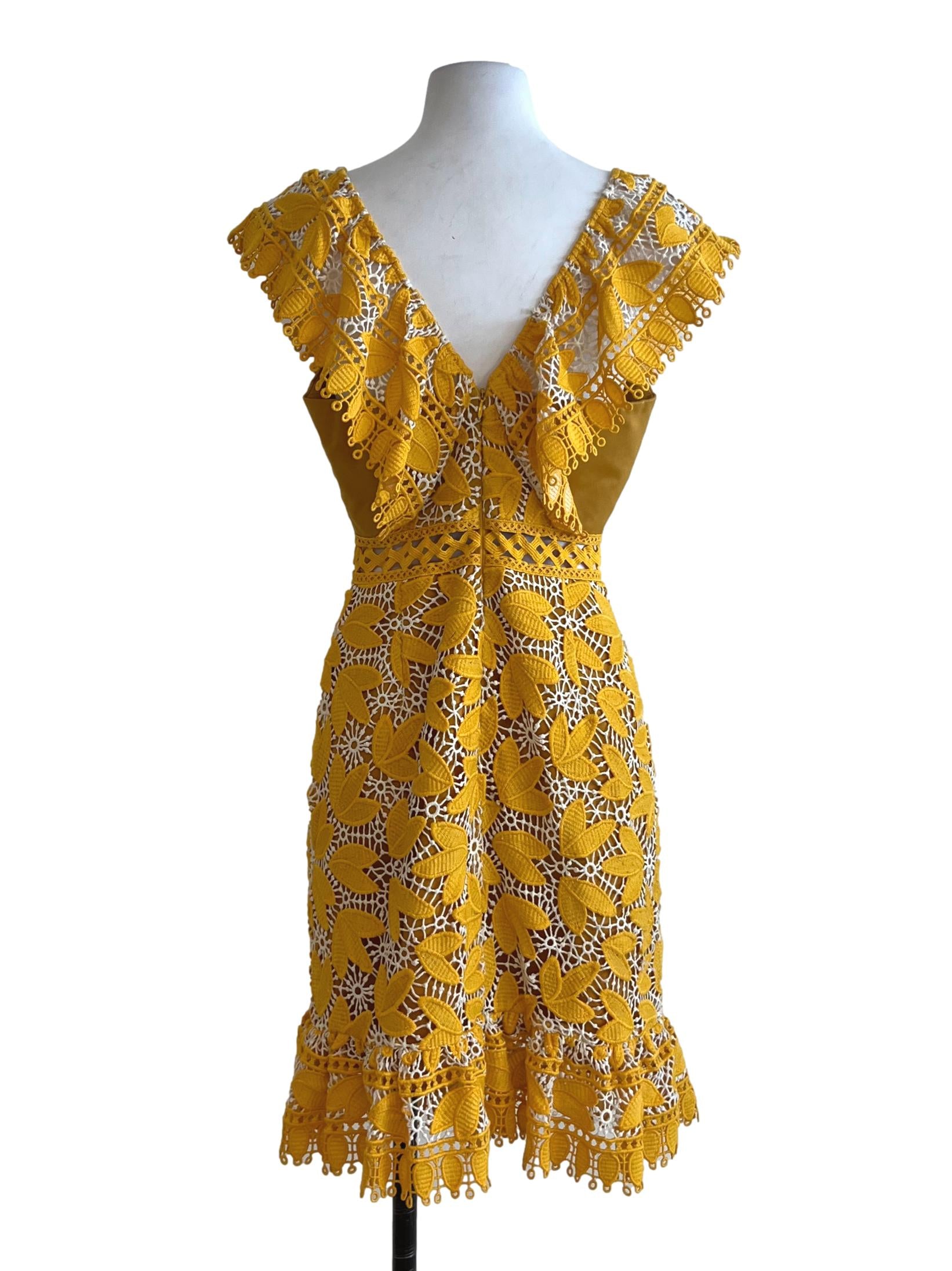 Mustard Yellow Lace A-Line Dress