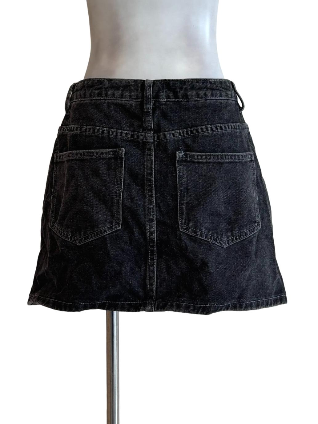Black Denim Mini Skirt