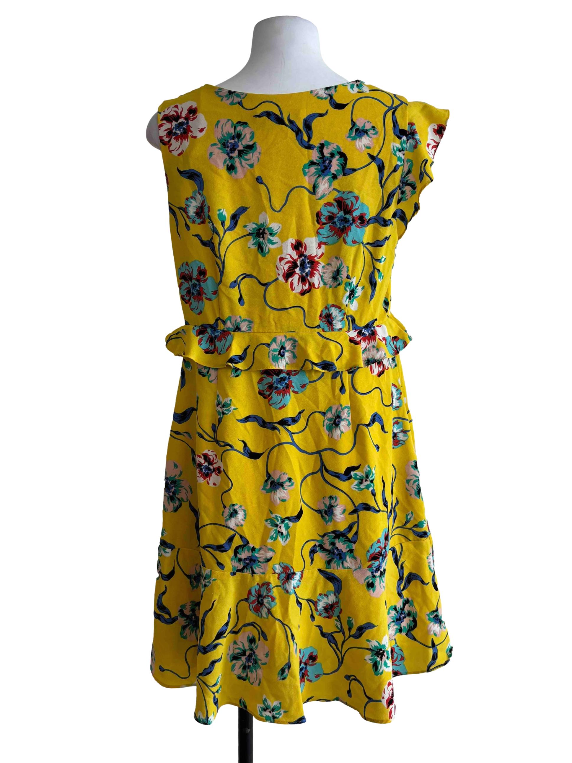 Honey Yellow Printed Ruffle Dress
