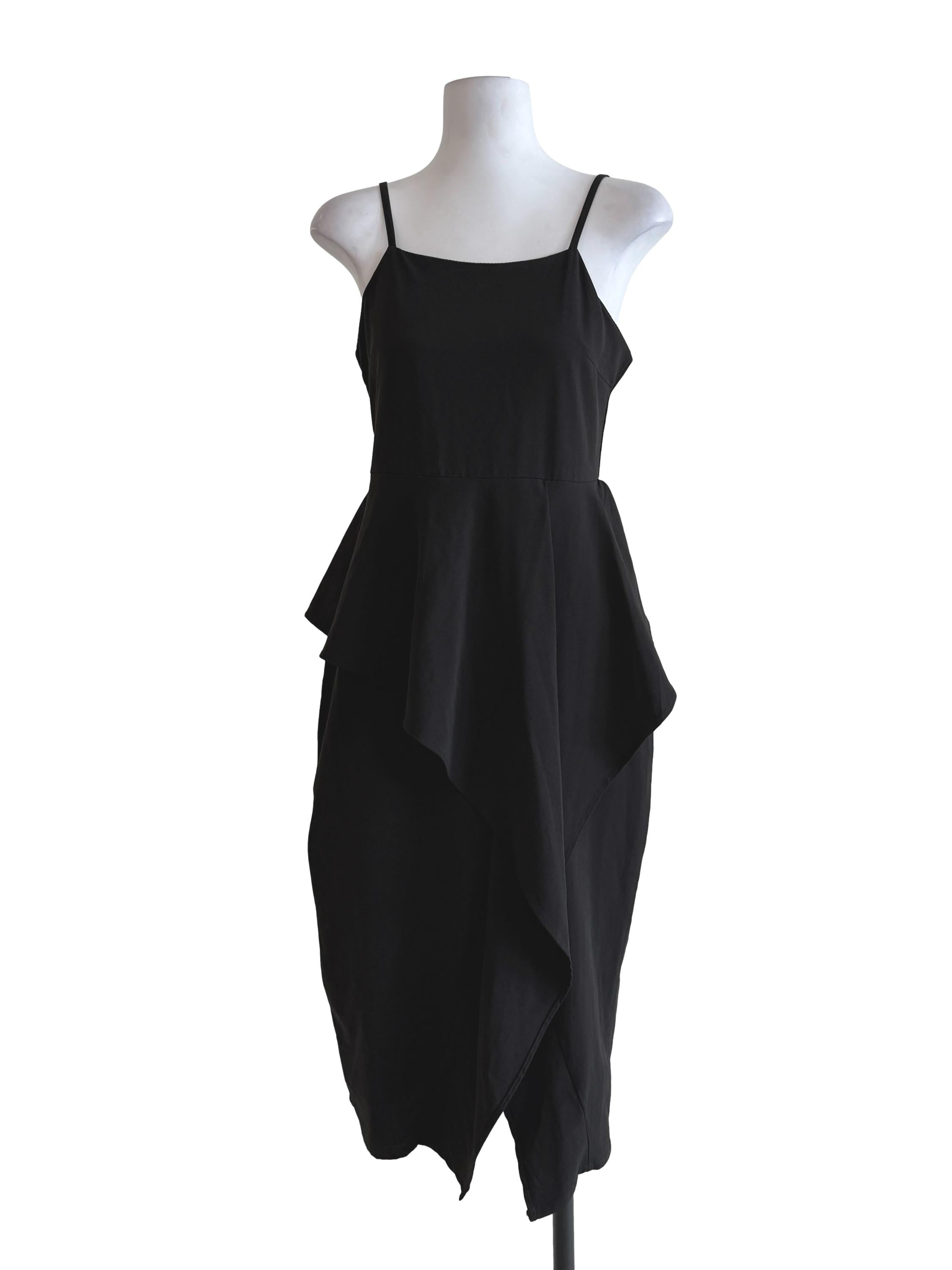 Black Asymmetric Peplum Dress